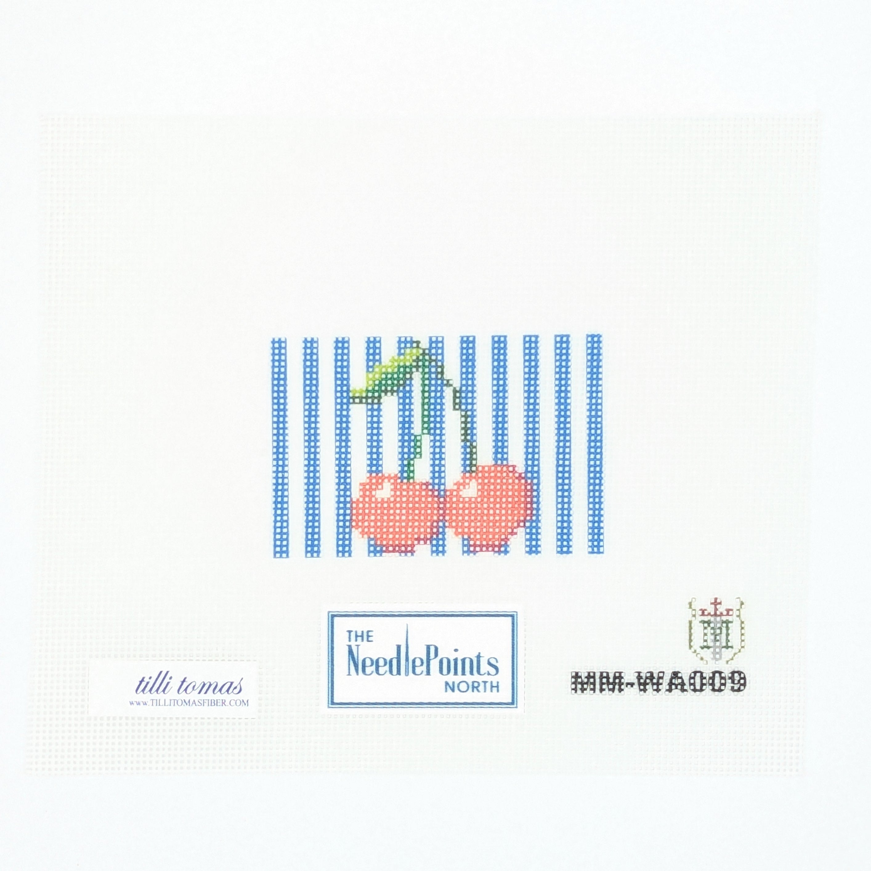 Cherries on Blue Stripes