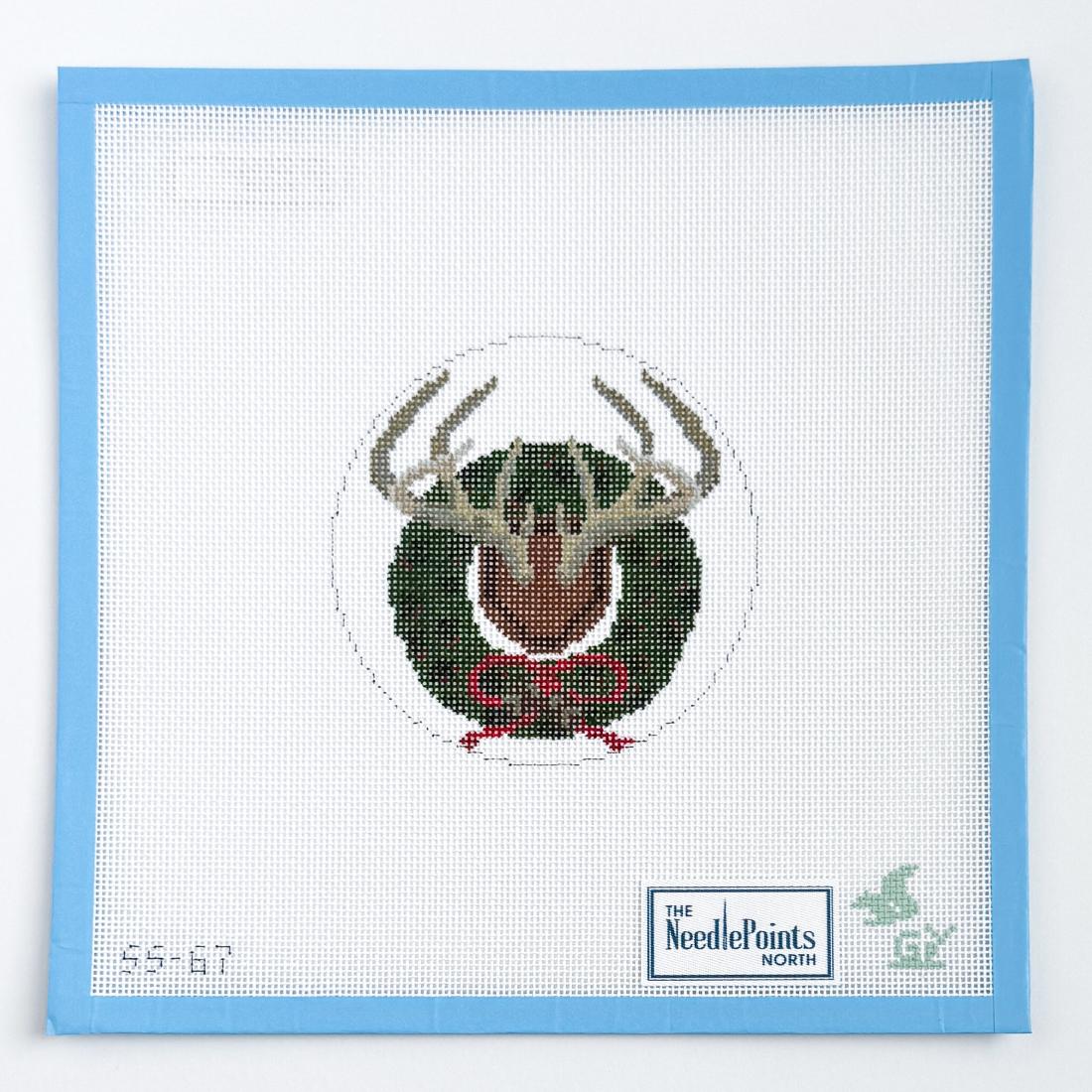 Antlers With Holly Wreath