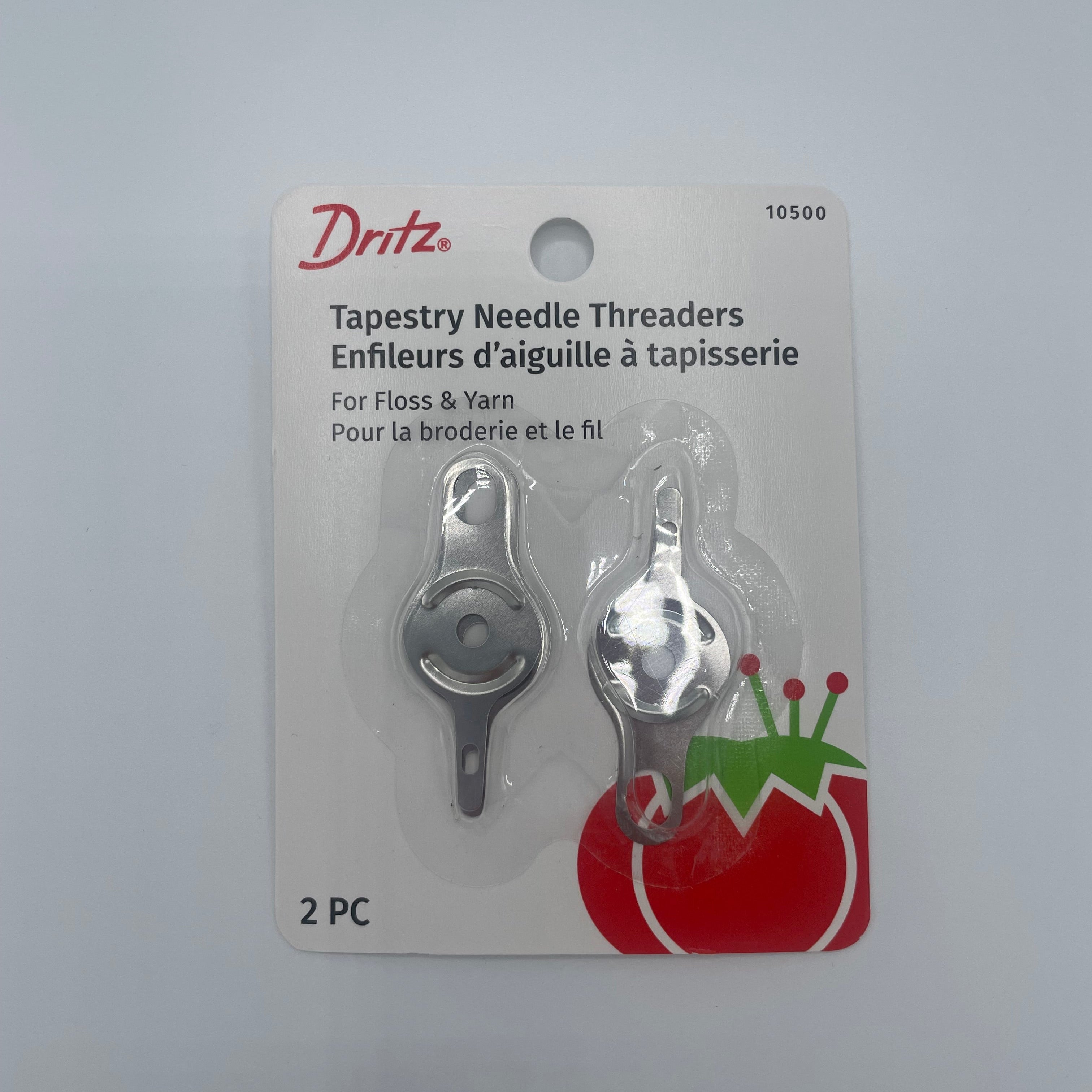 Two tapestry needle threaders on a Dritz branded card with a white background