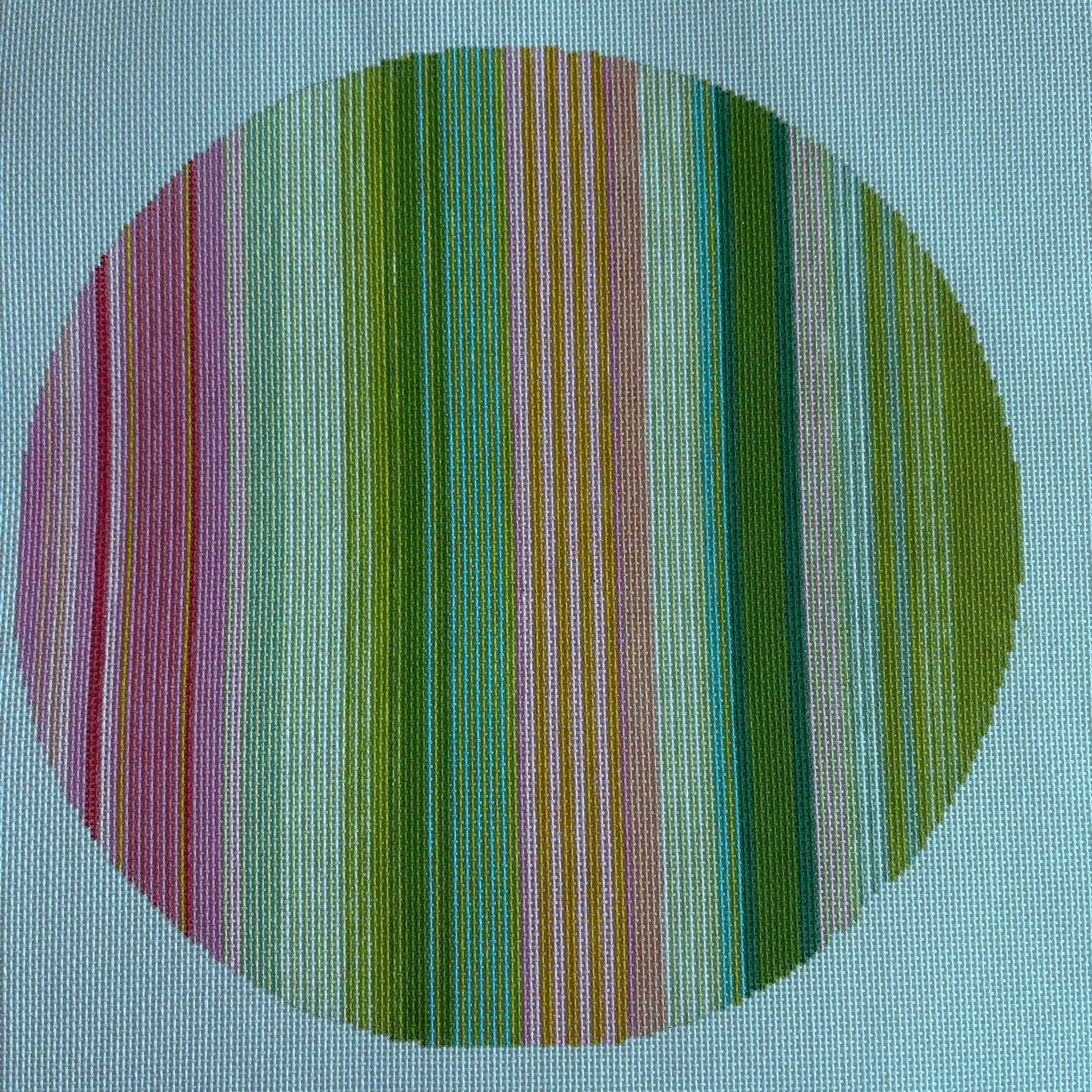 Striped Round Pillow - Pink/Green
