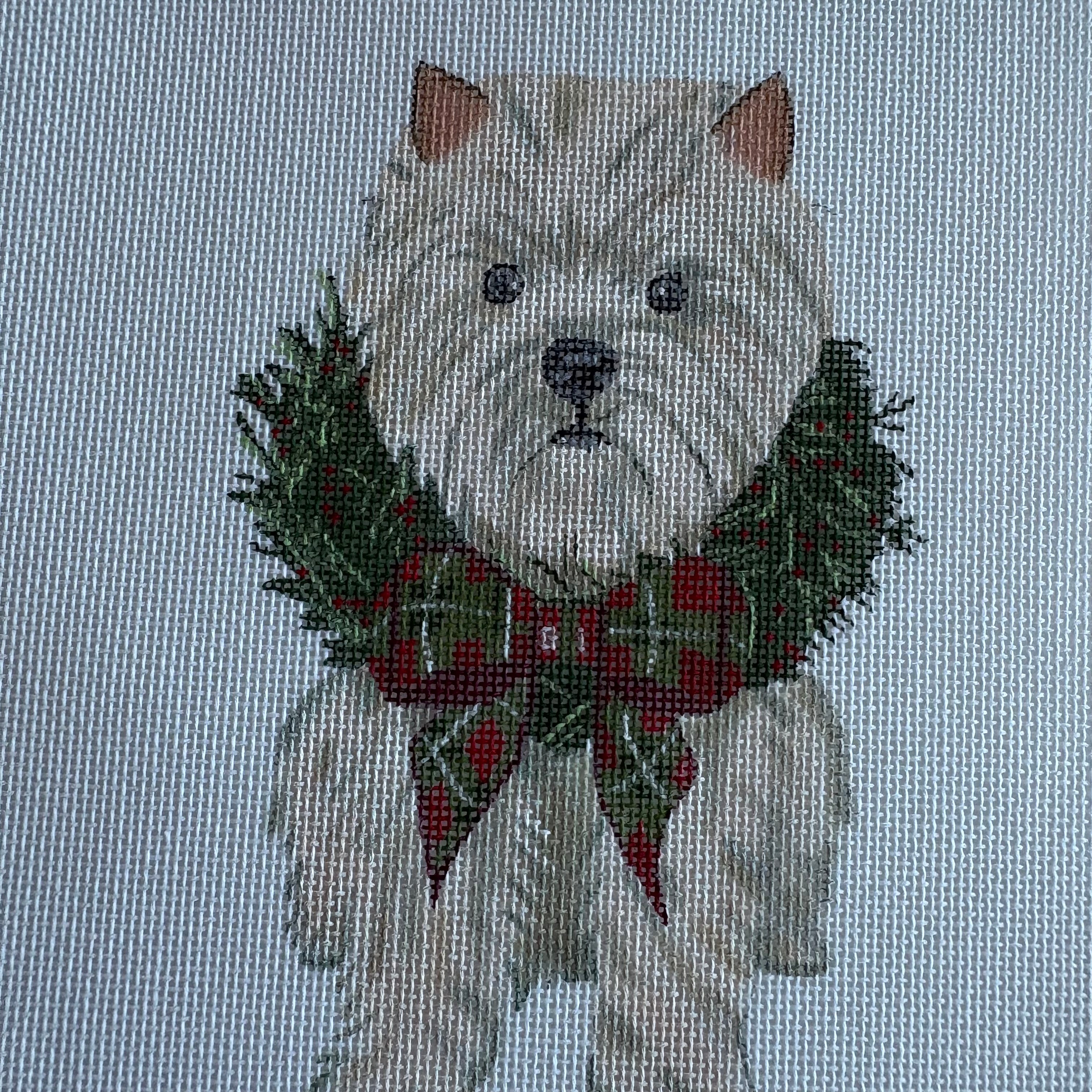Westie with wreath