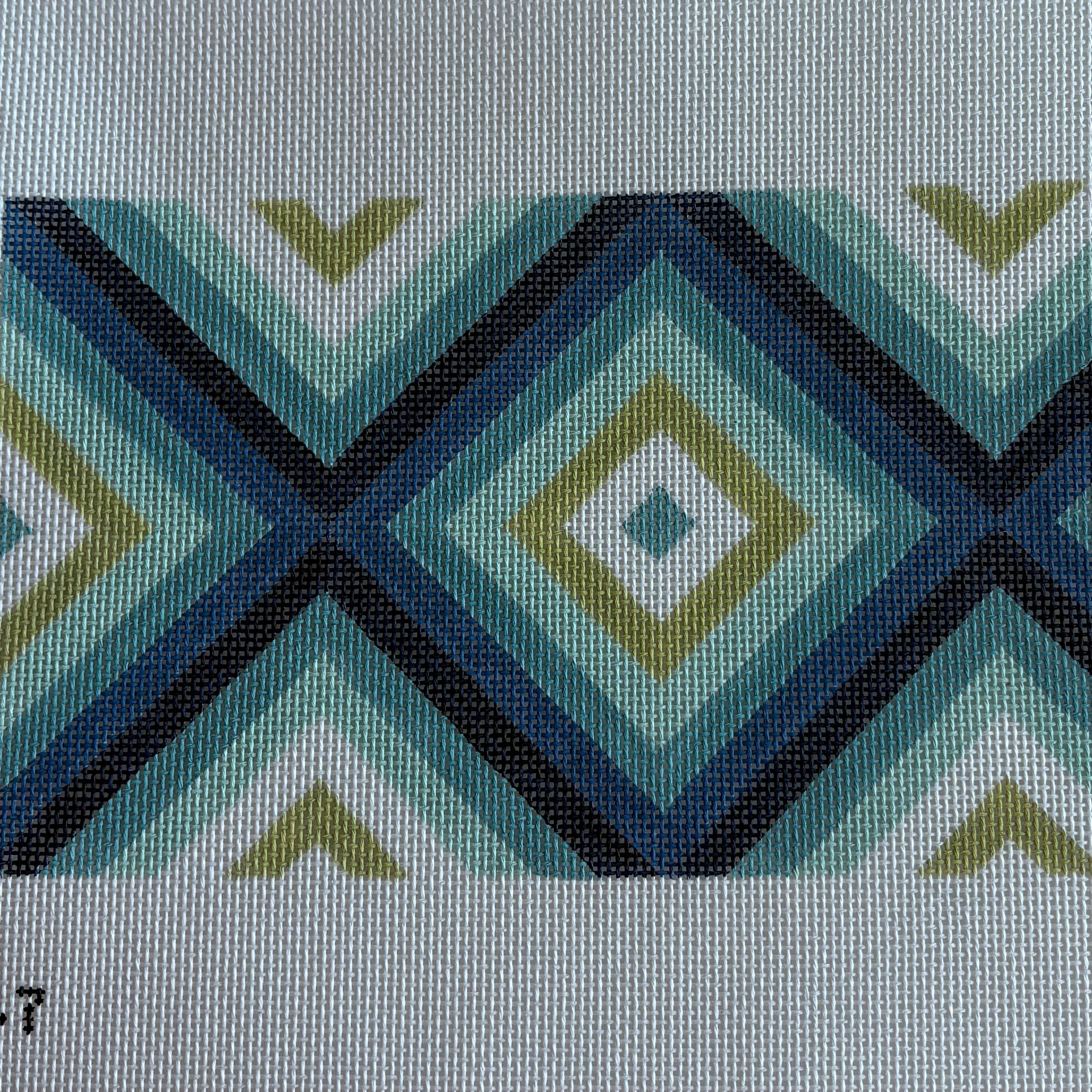 Navy, aqua, green squares in rectangle