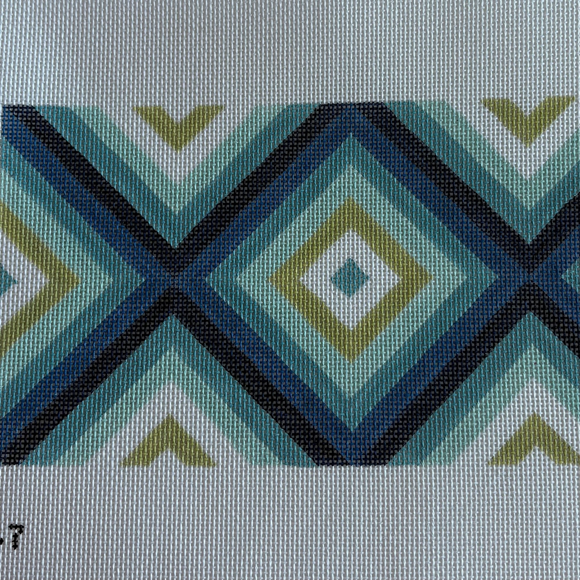 Navy, aqua, green squares in rectangle