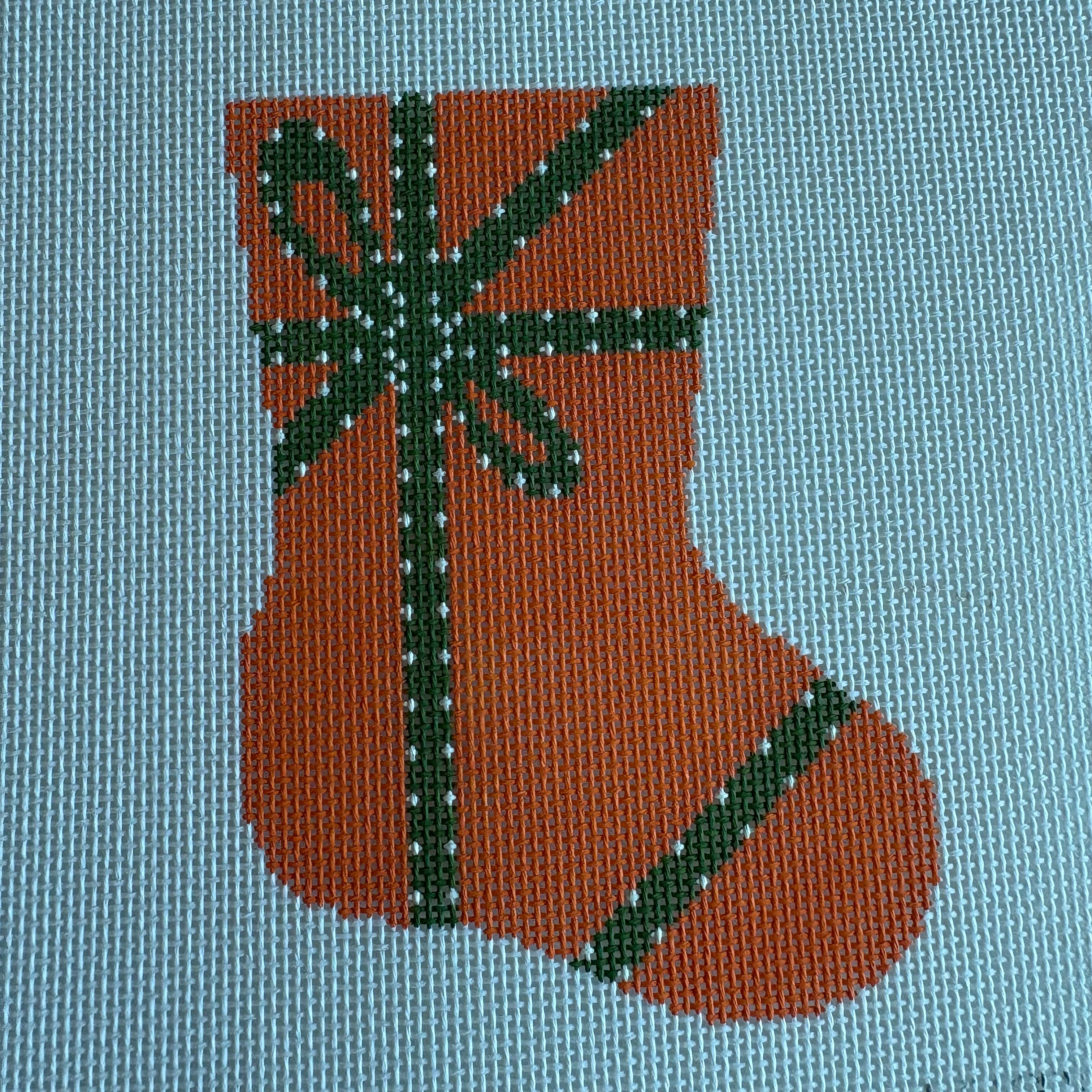 Orange with Green Bow Stocking