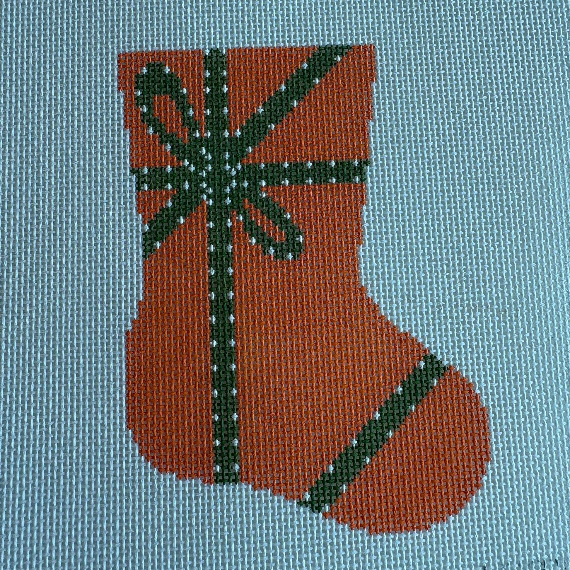 Orange with Green Bow Stocking