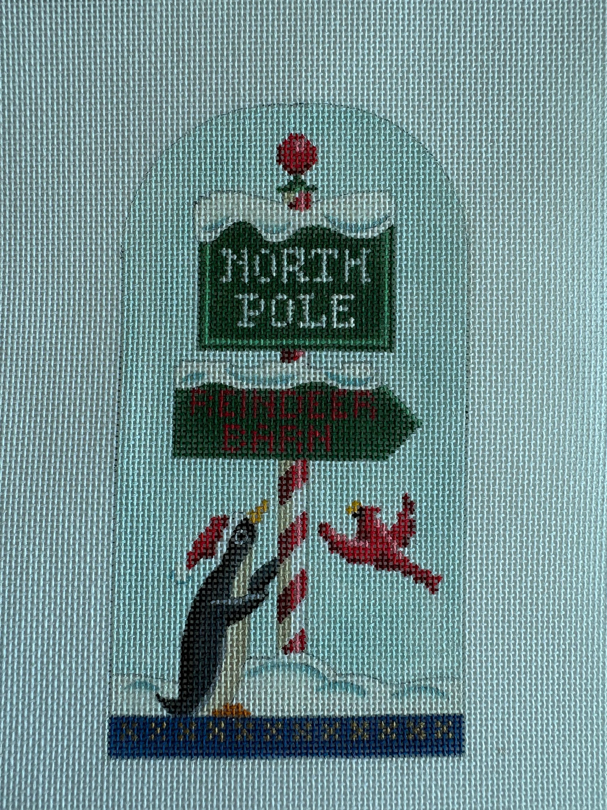 North Pole Penguin & Sign
