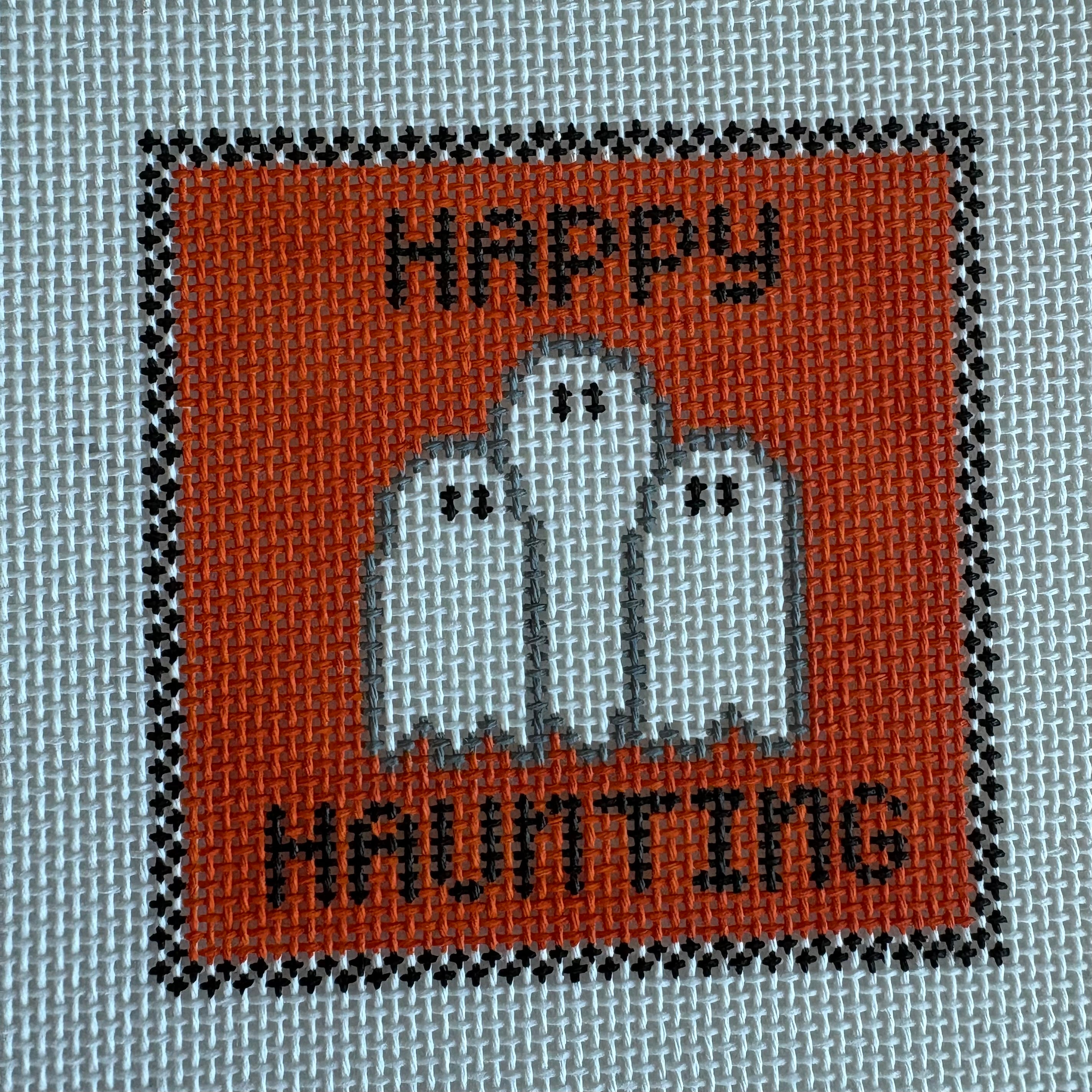 Happy Haunting with ghosts on orange