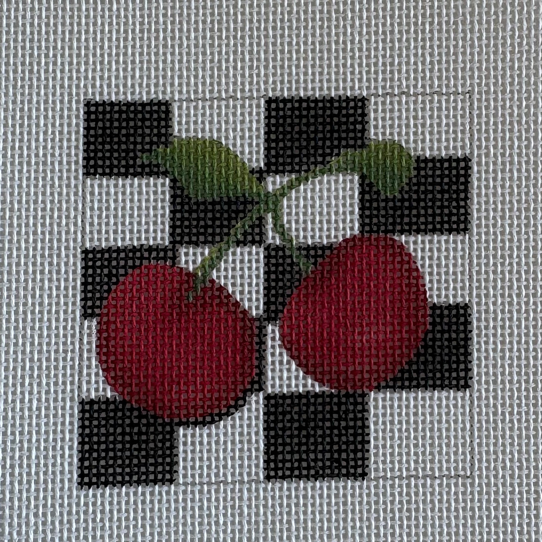 Cherries on B/W check mini