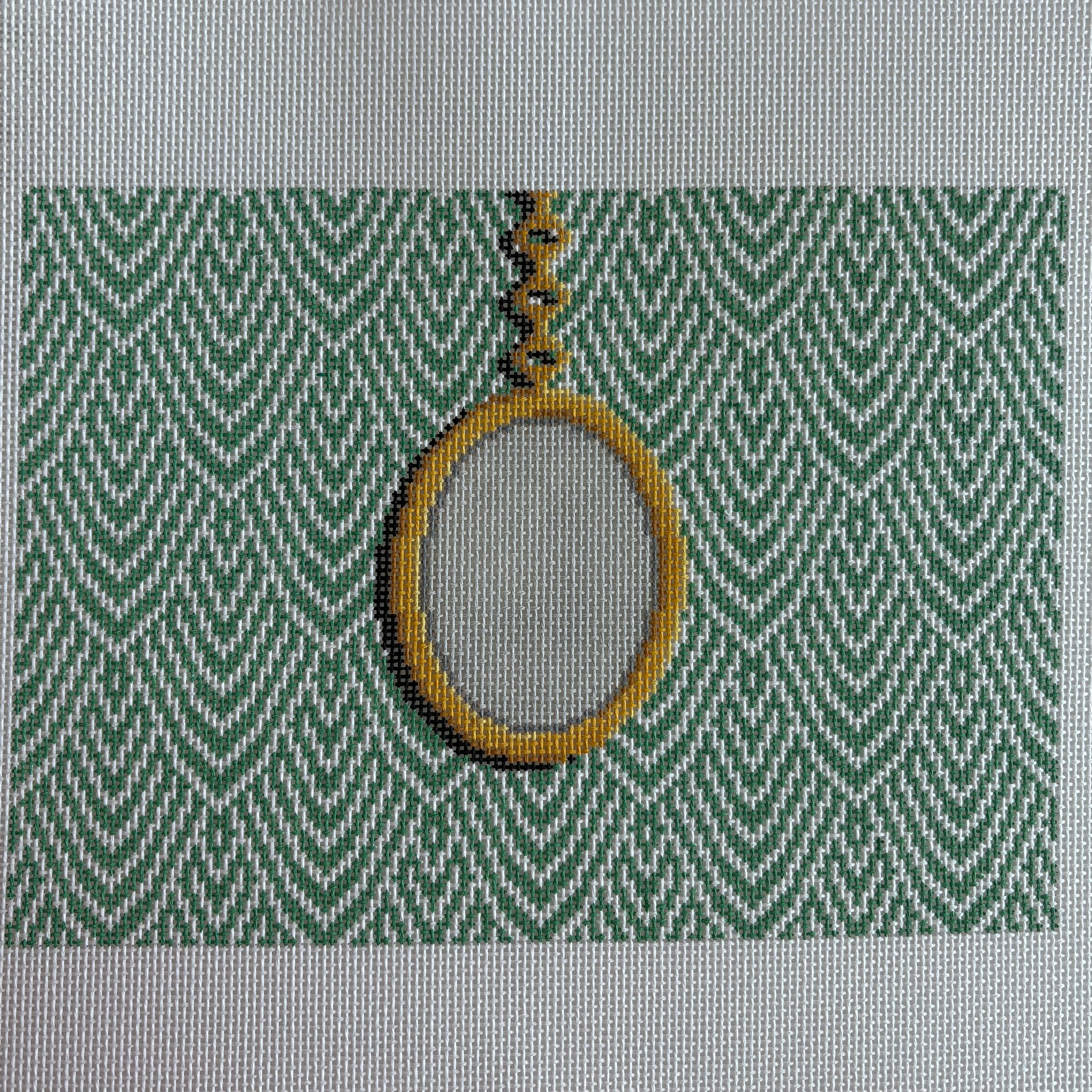 Feather Clutch - Green with Monogram