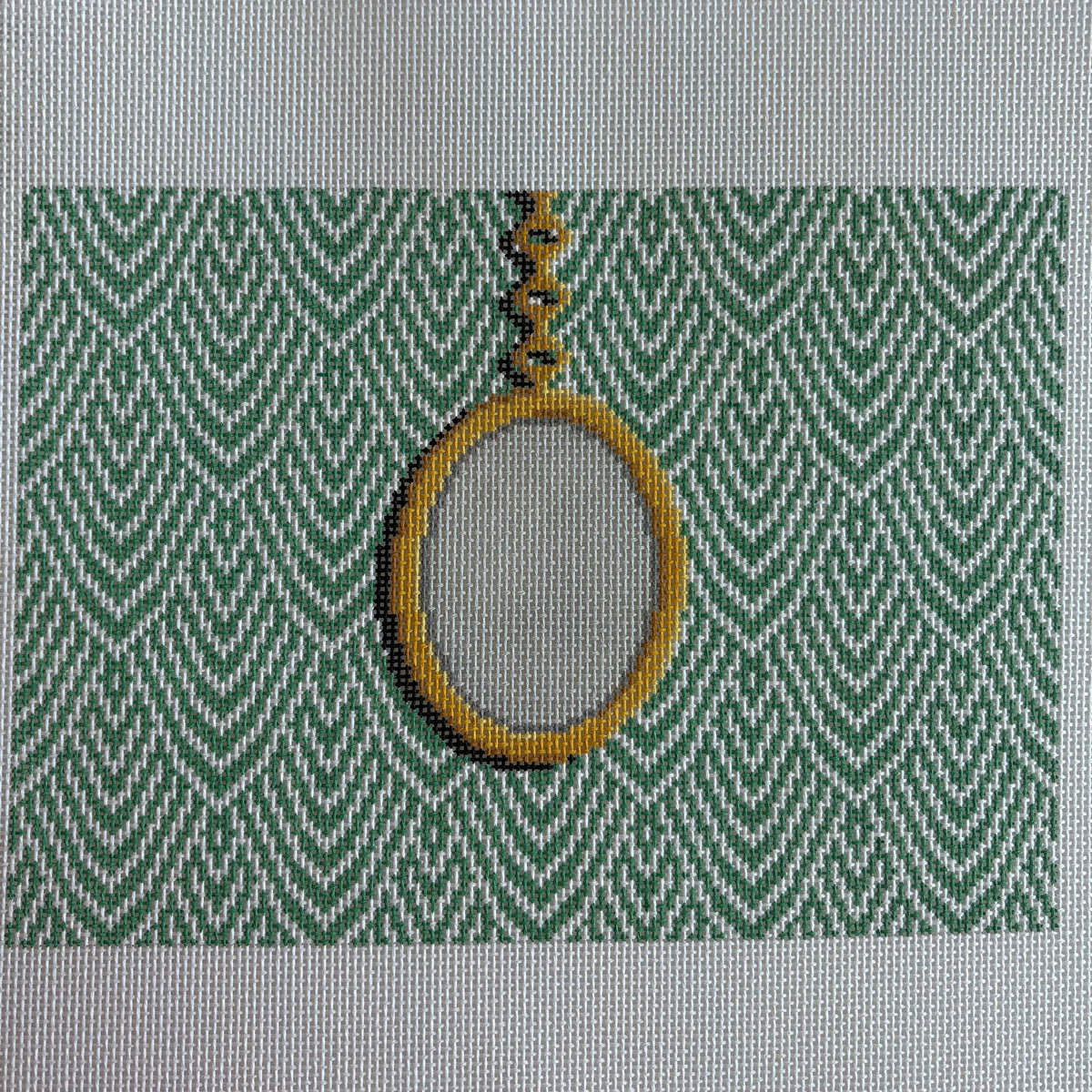 Feather Clutch - Green with Monogram