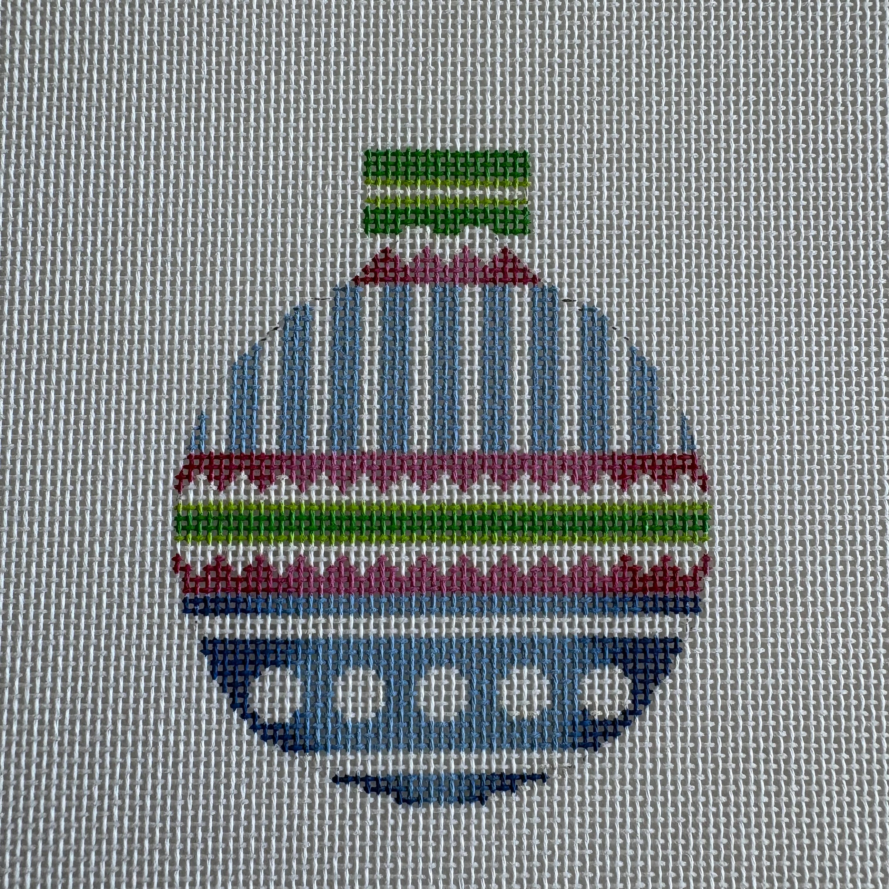 Ornament bulb blue stripes