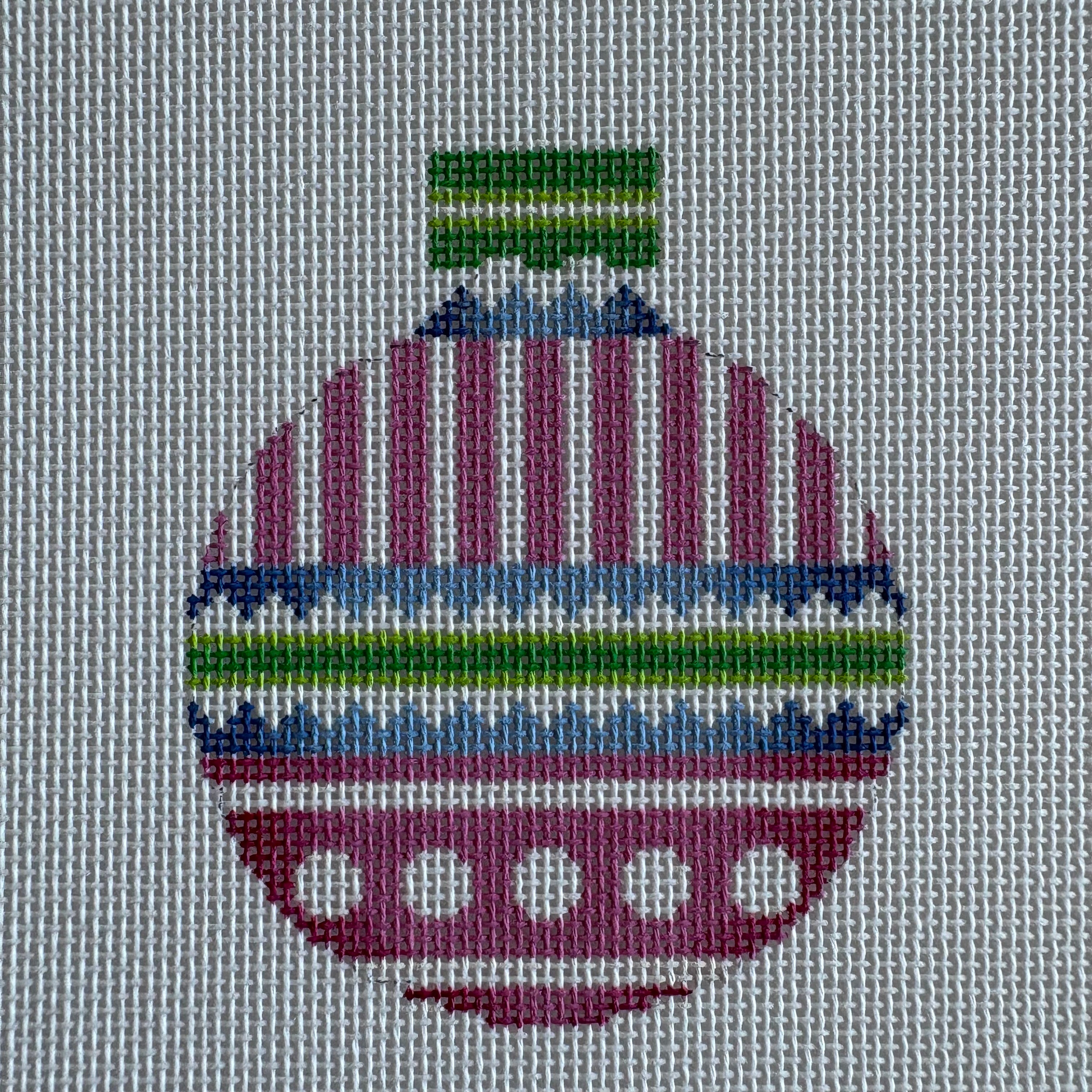 Ornament bulb pink stripes