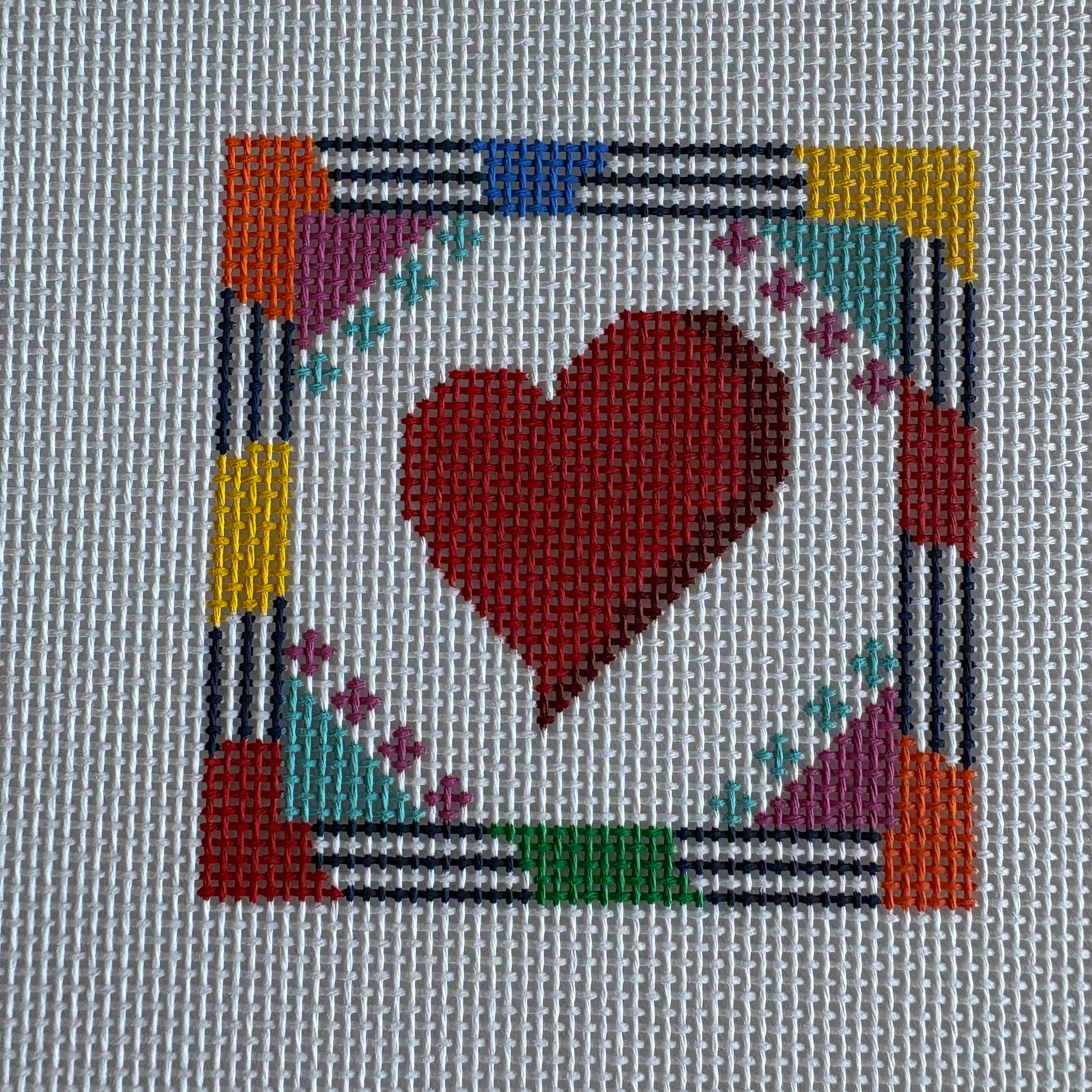 Heart square multi colored