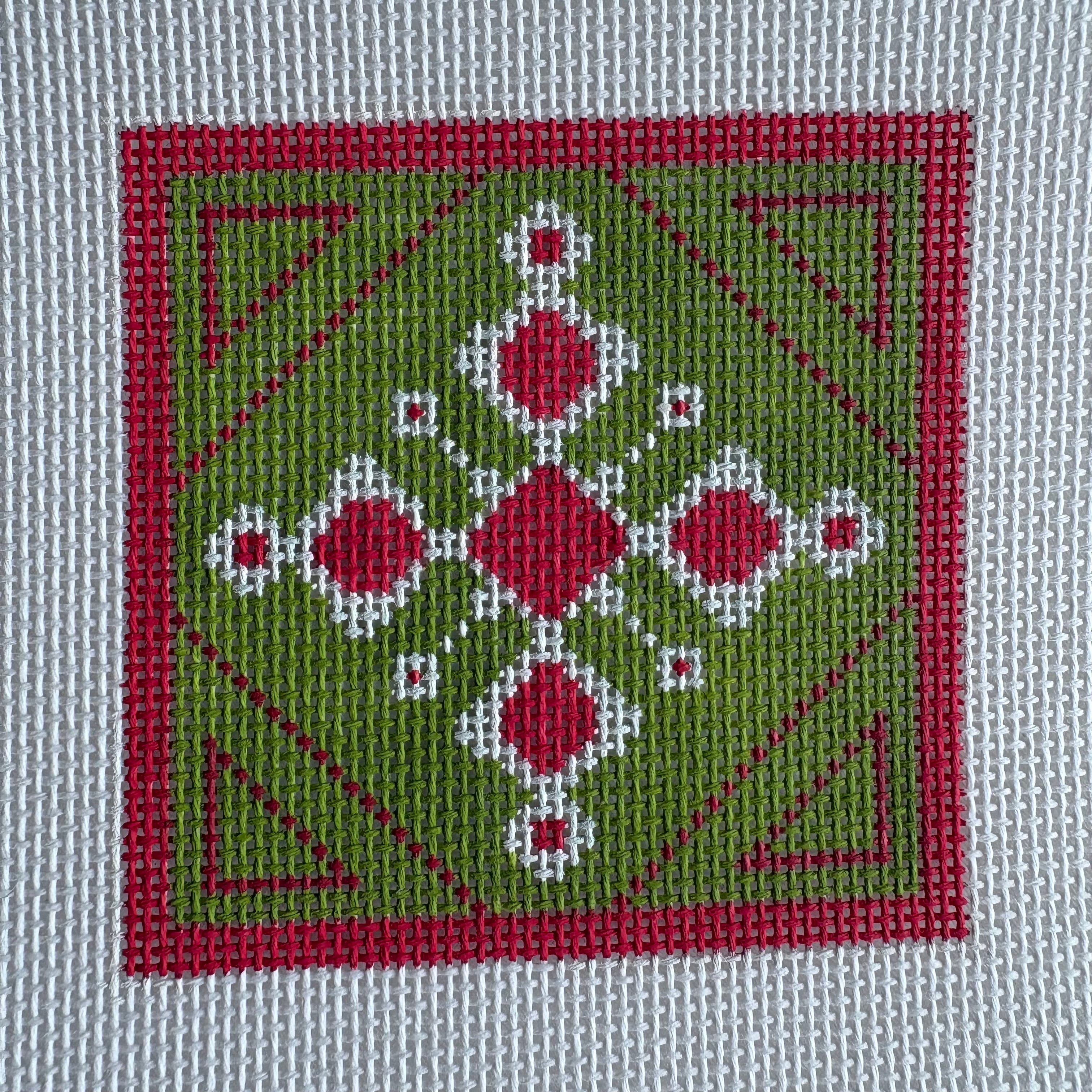 Christmas Snowflake Green Background