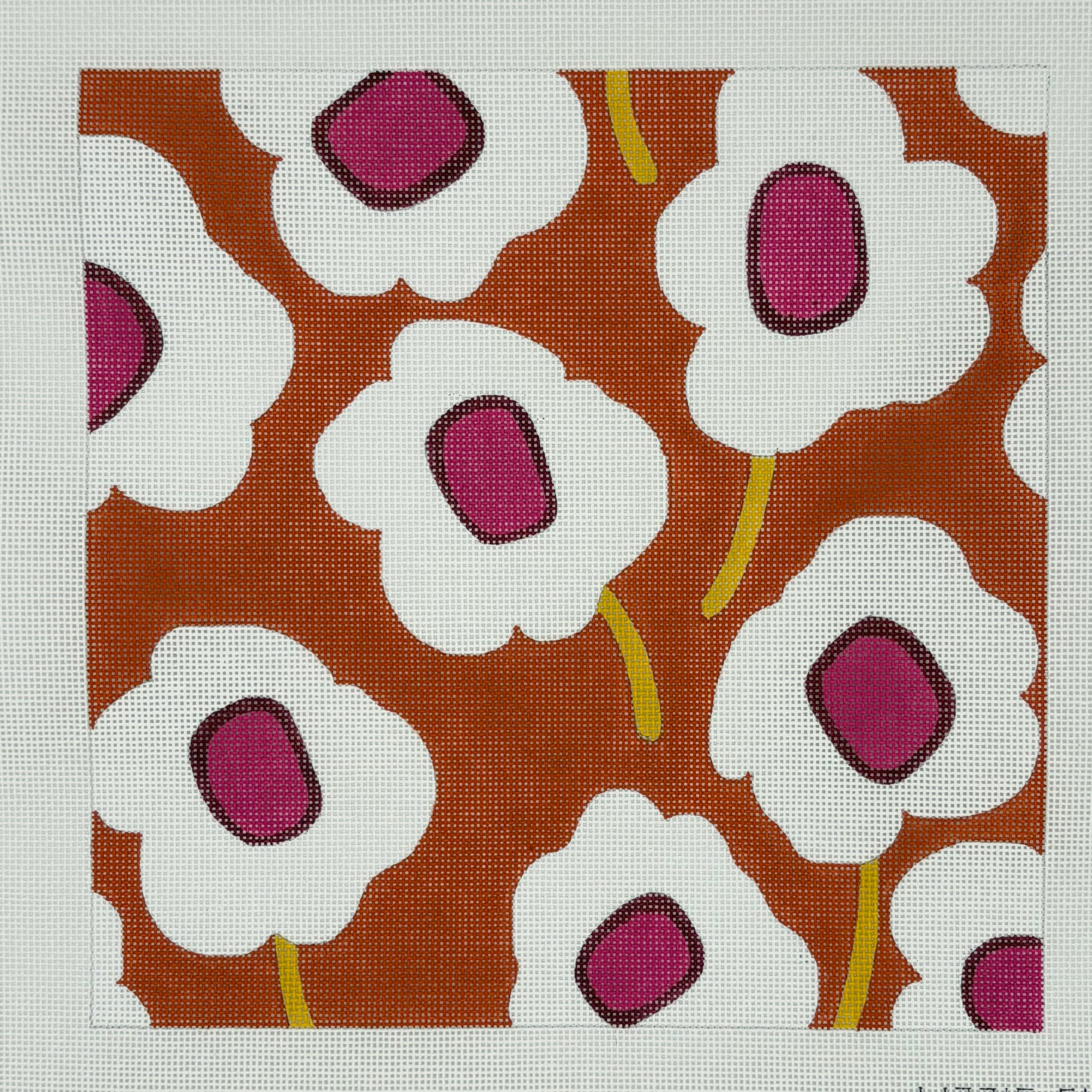 Mod Flowers - orange, pink, white