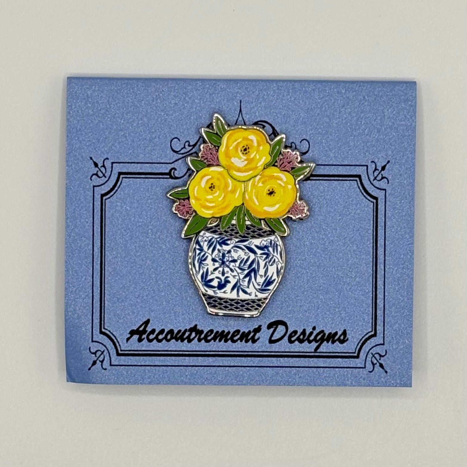 Yellow Roses in Vase Needle Minder