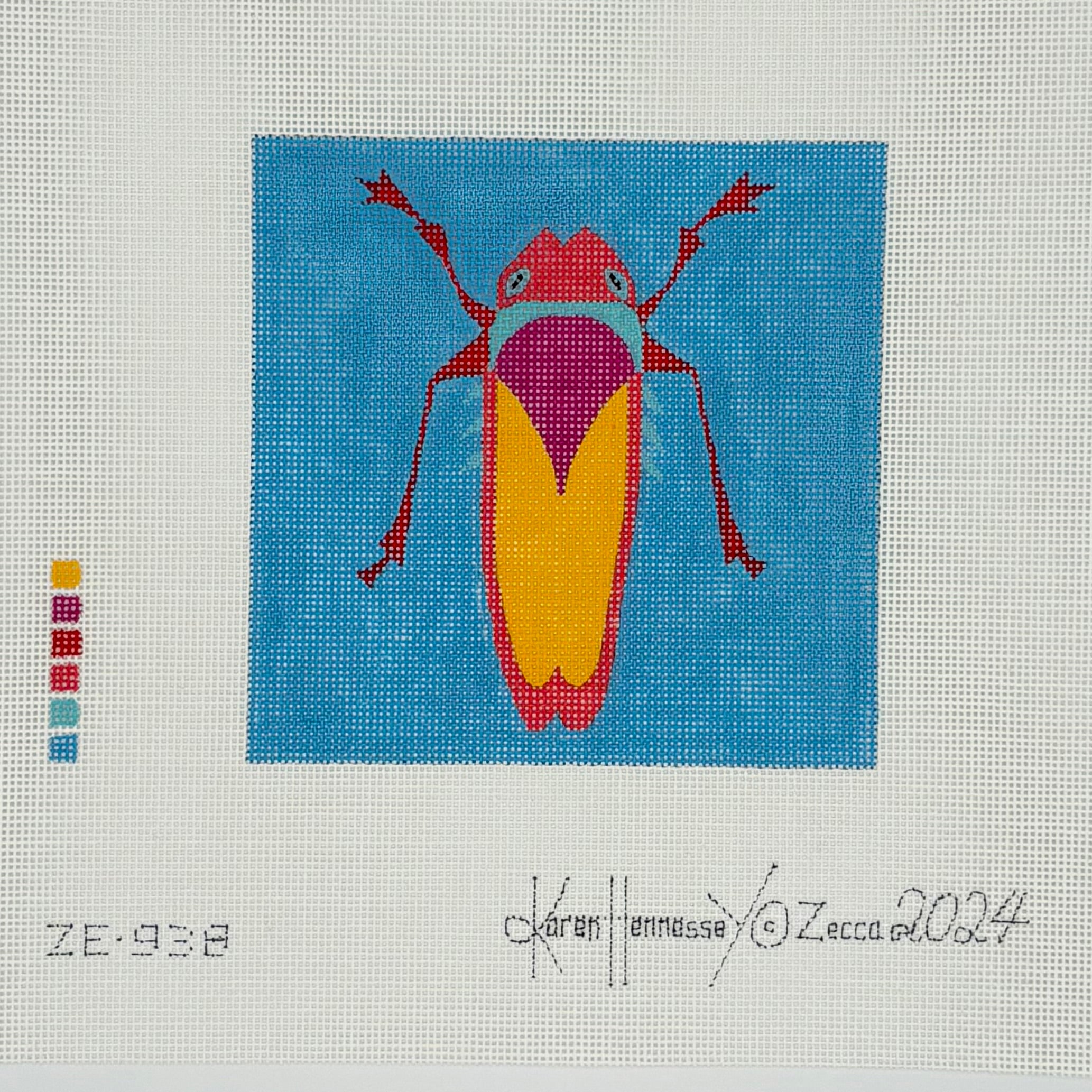 Red/yellow bug on Turquoise