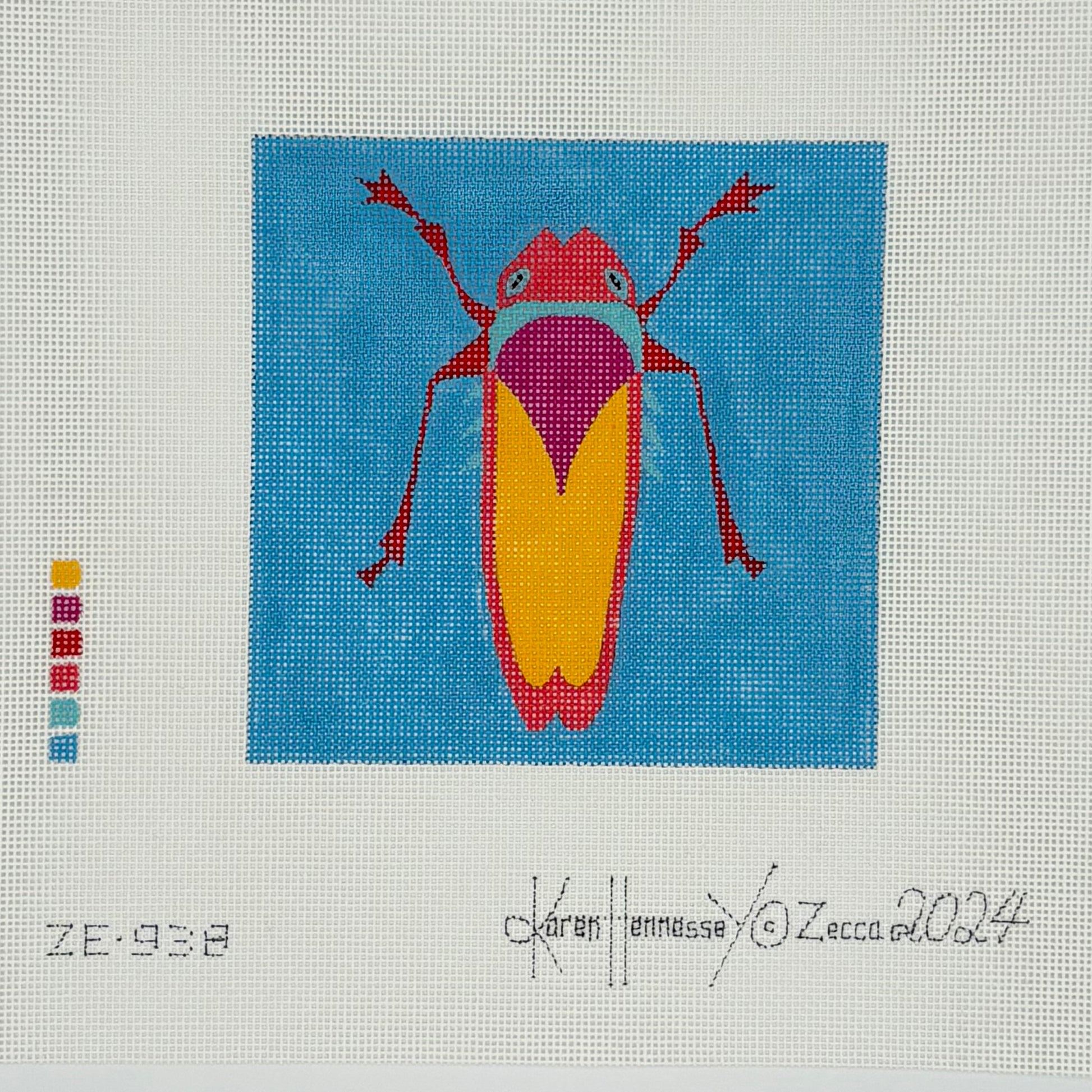 Red/yellow bug on Turquoise