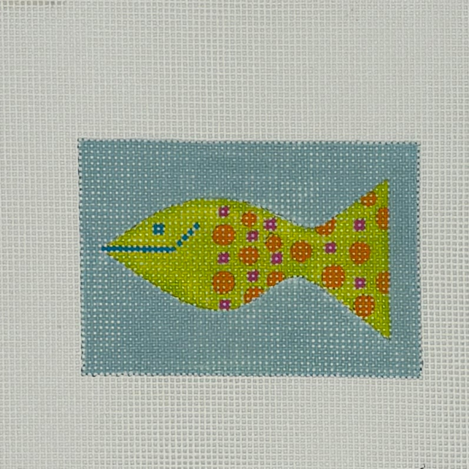 Lime Green Fish on Blue