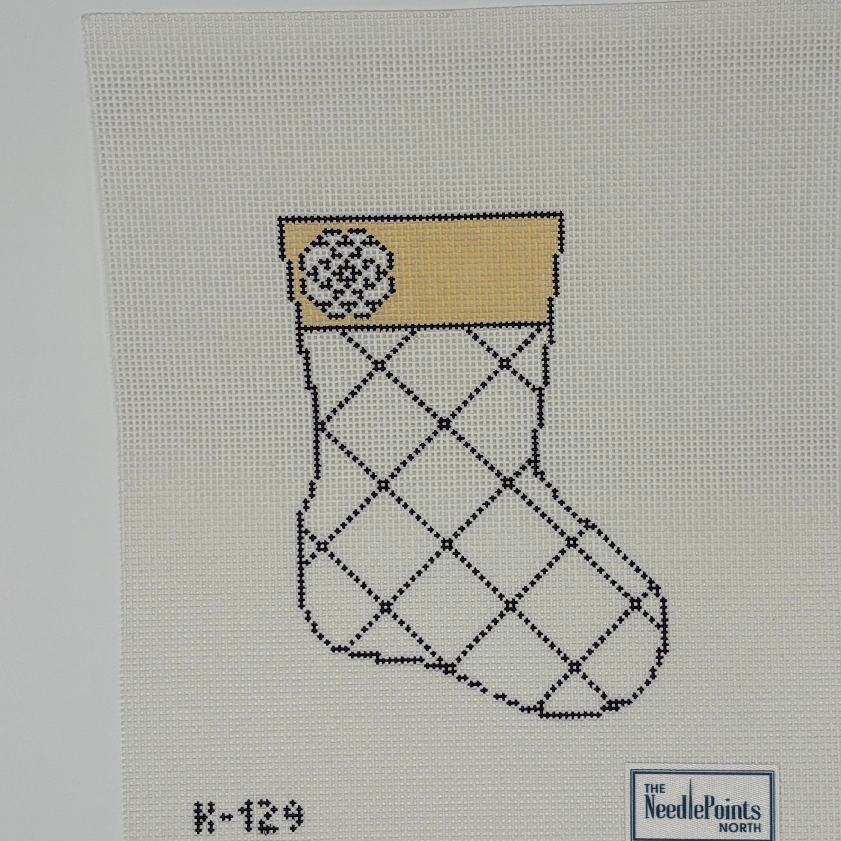Black and White Stocking with Yellow Trim