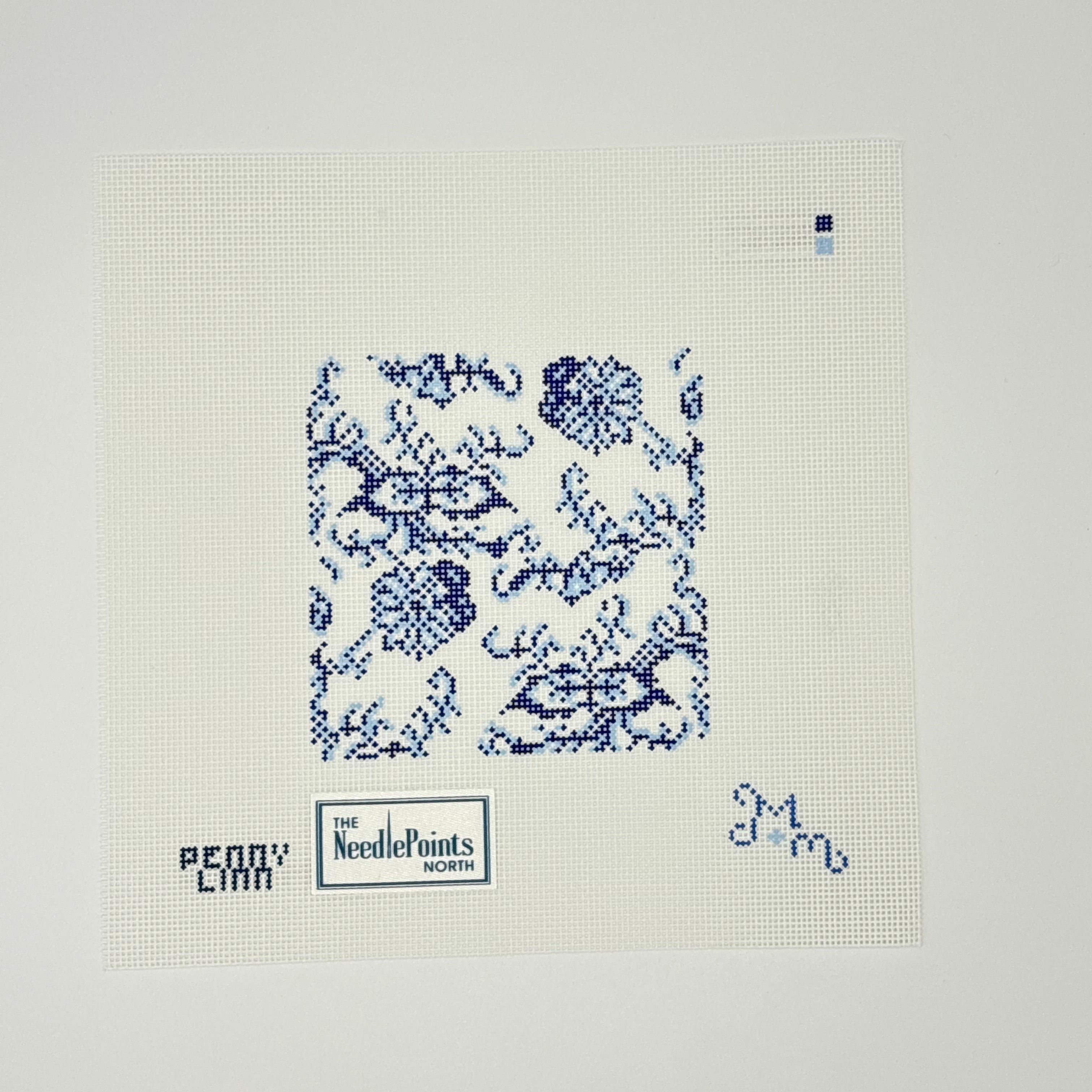 Blue and White Floral Square