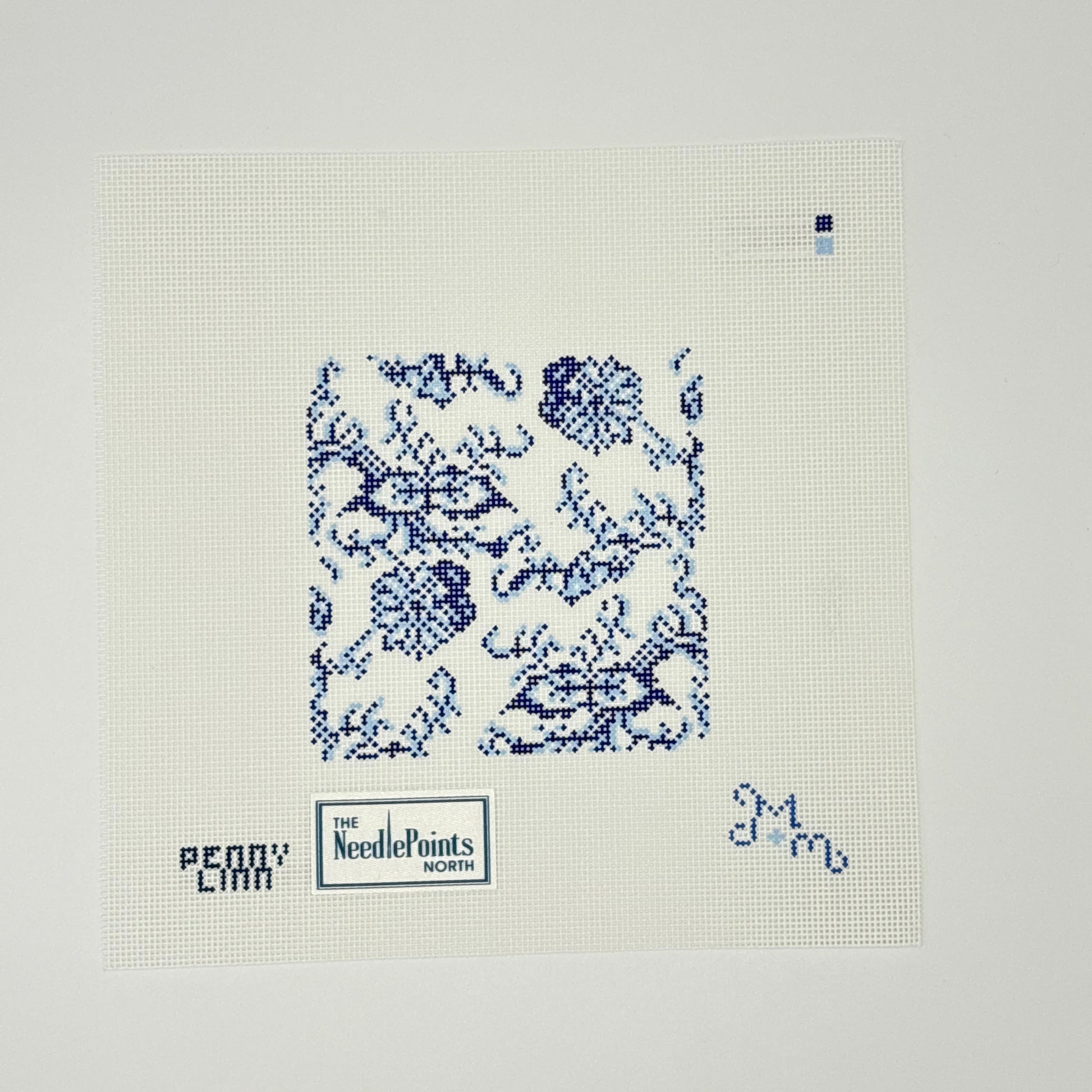 Blue and White Floral Square