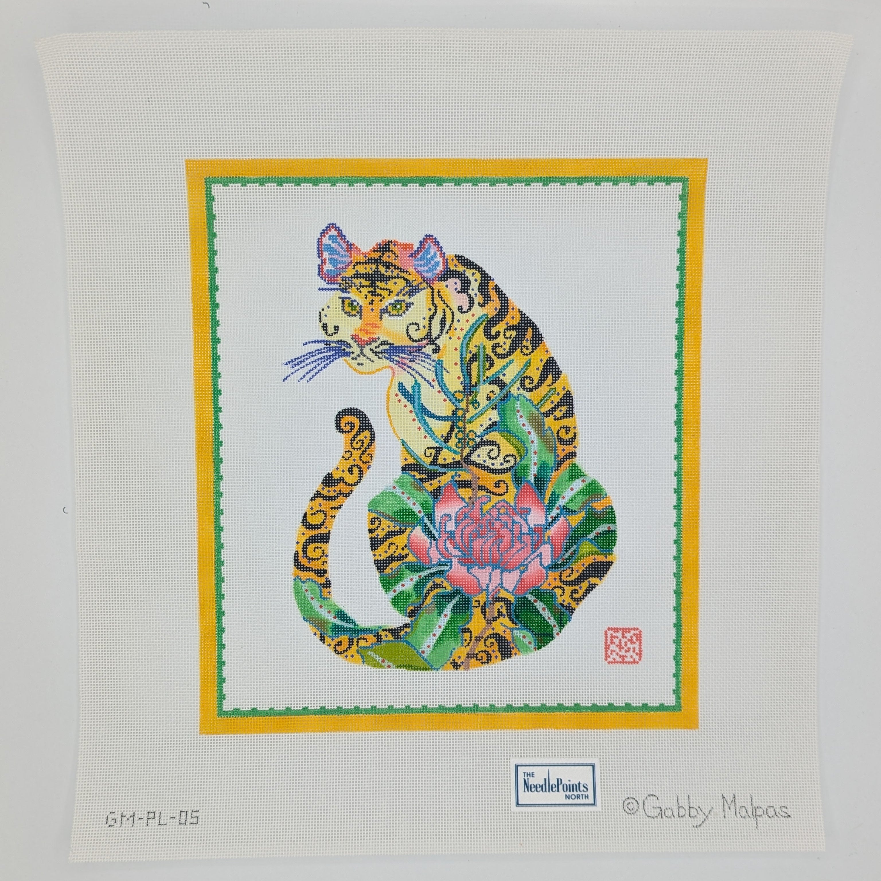 Decorative Tiger With Pink Peony