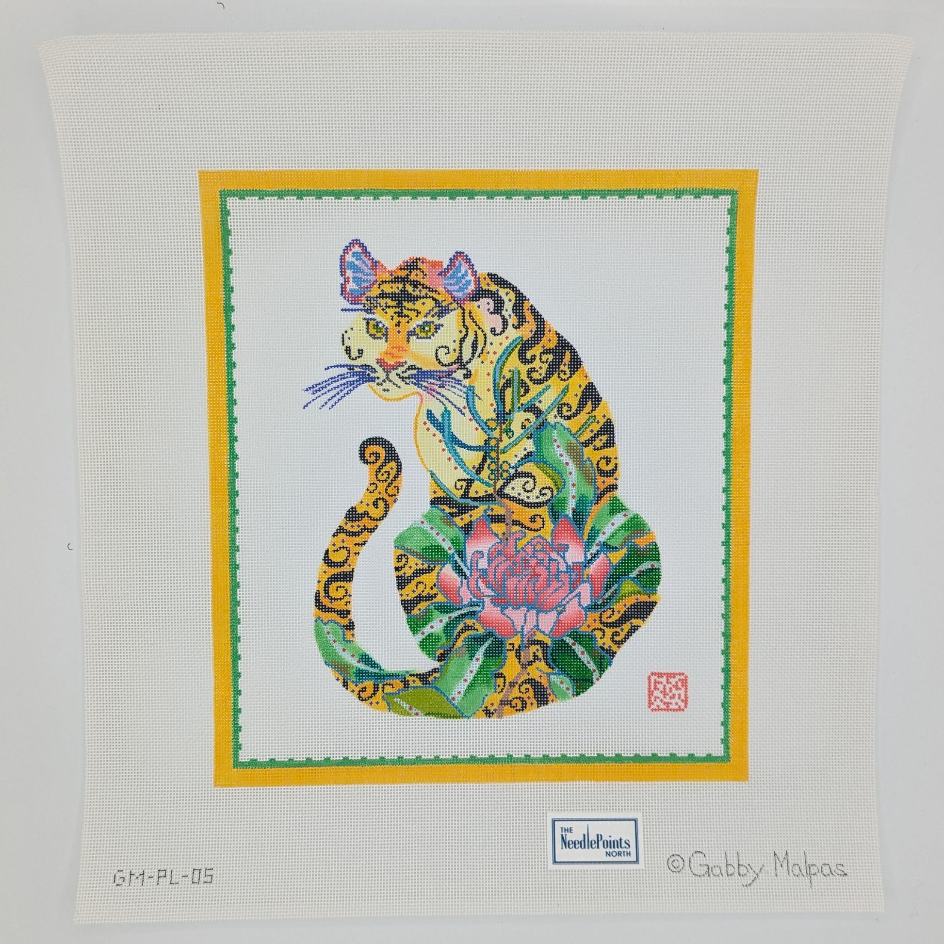 Decorative Tiger With Pink Peony