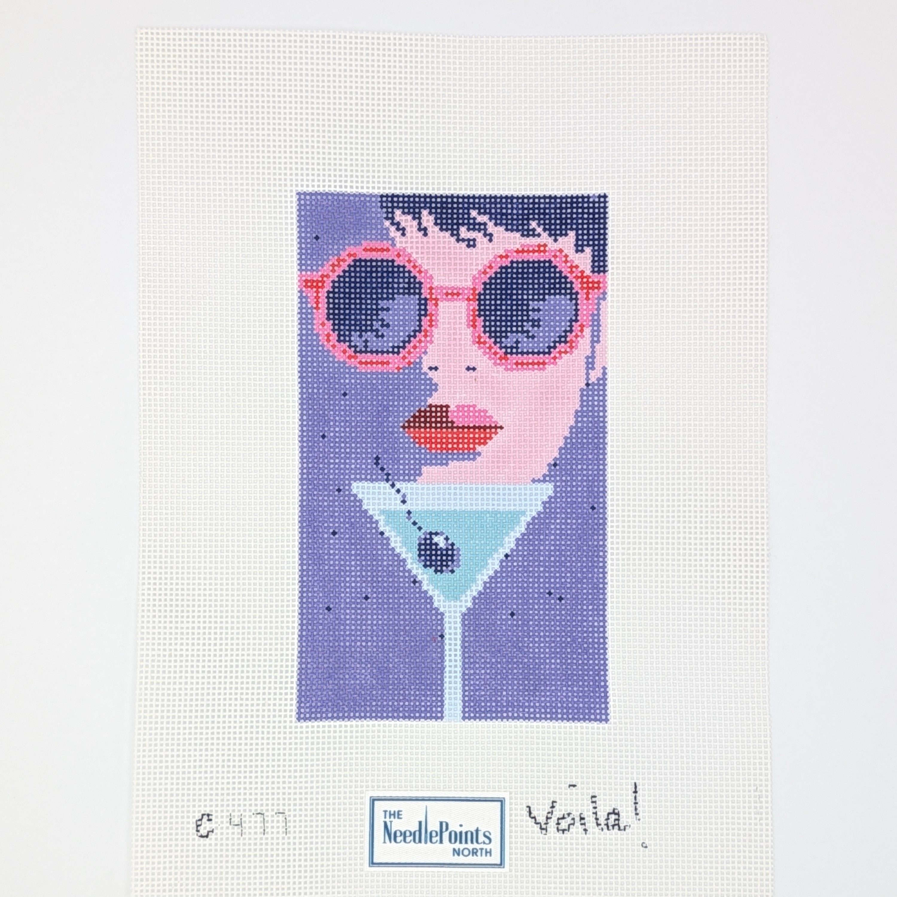 Woman with Martini on Purple