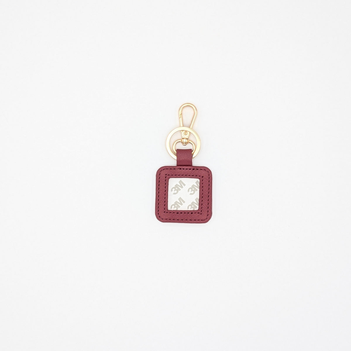 Square Leather Key Fob- Cranberry