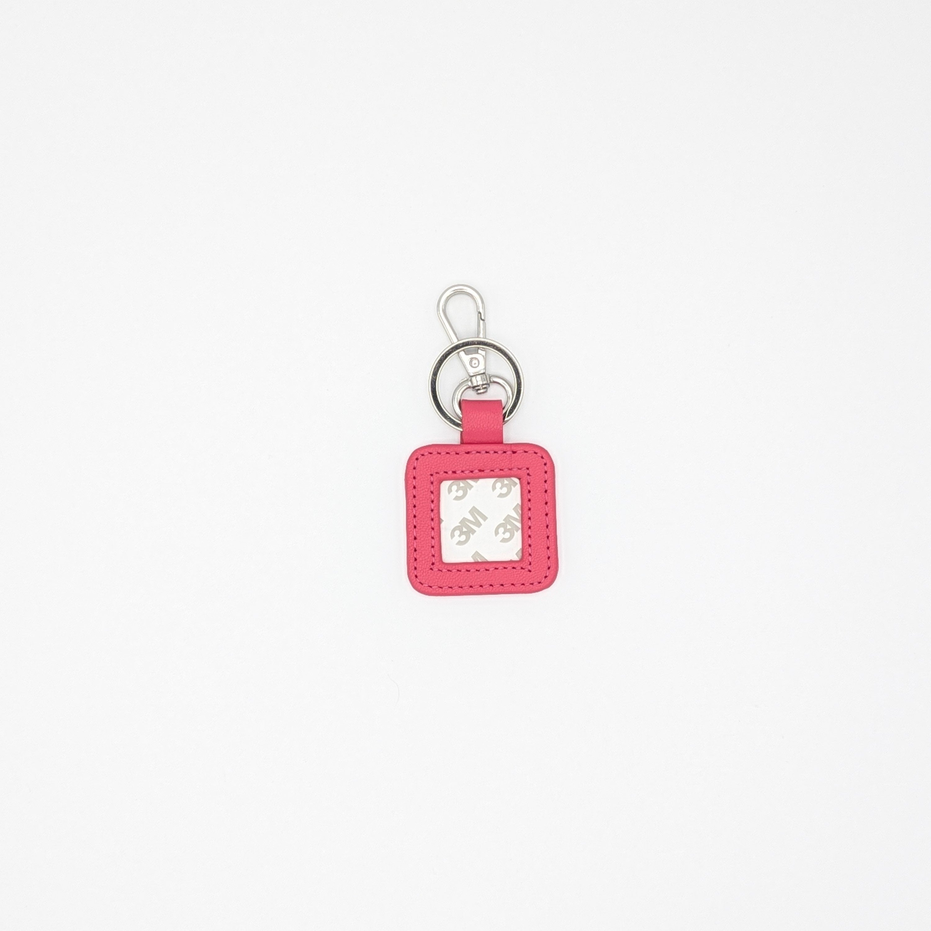 Square Leather Key Fob-Hot Pink