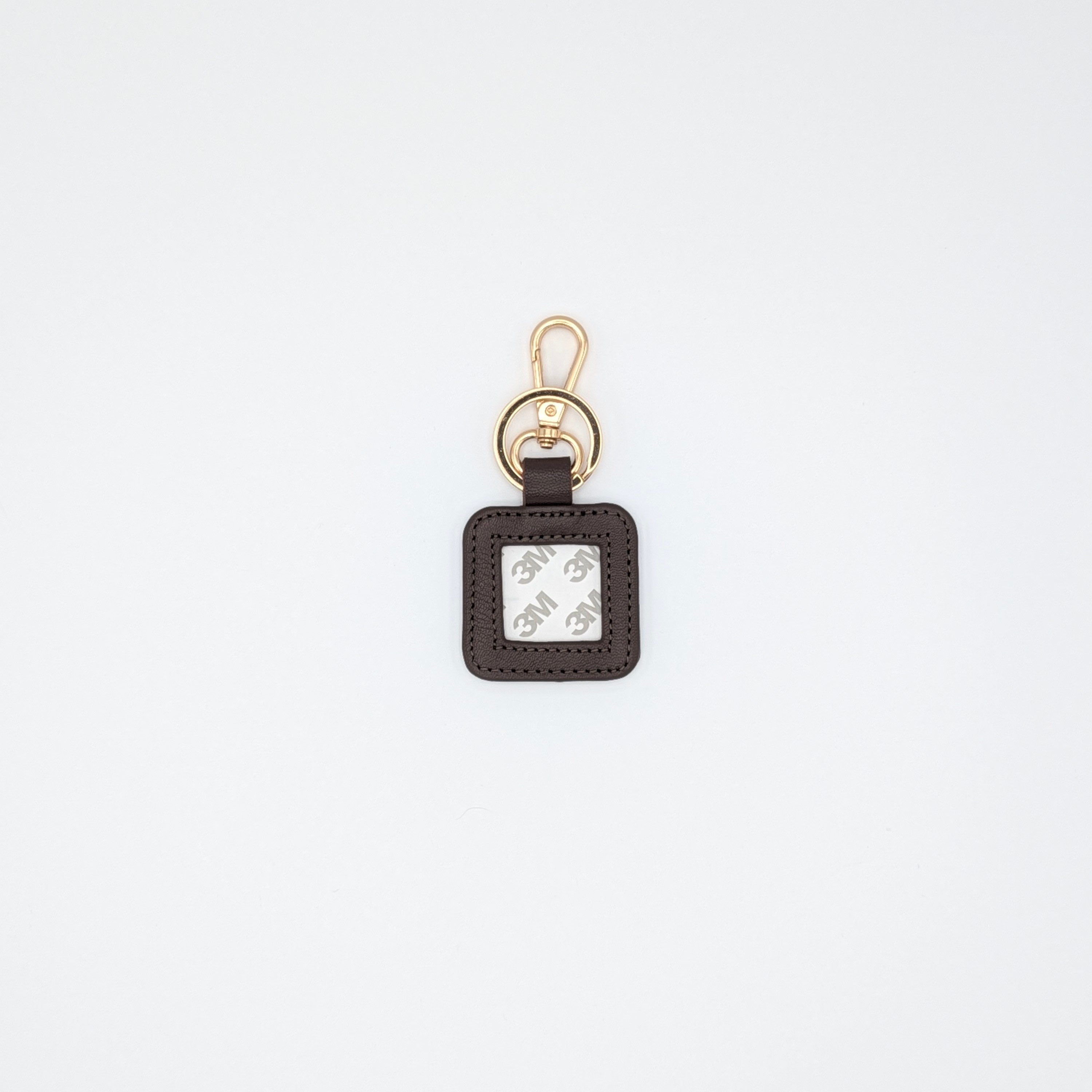 Square Leather Key Fob-Dark Brown
