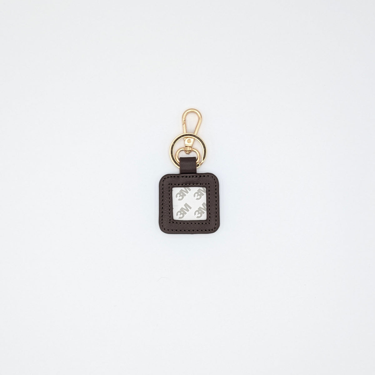 Square Leather Key Fob-Dark Brown
