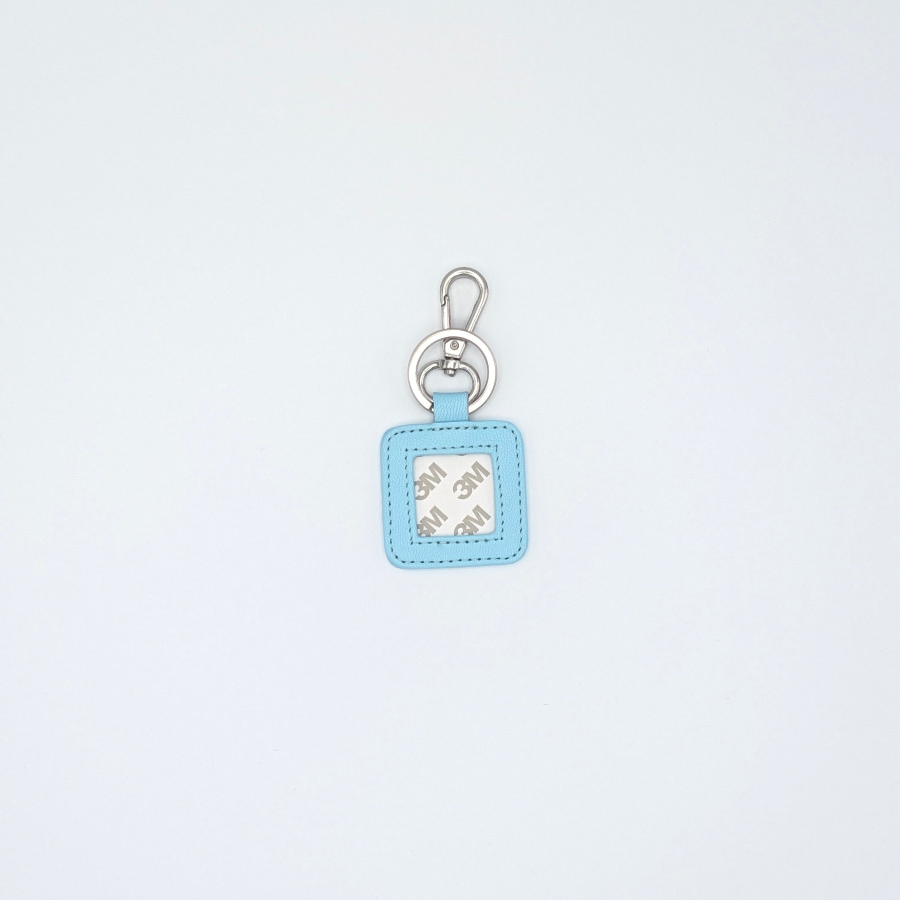Square Leather Key Fob- Light Blue