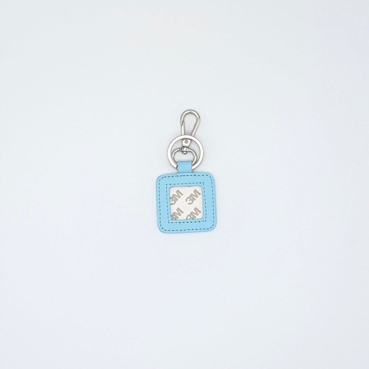 Square Leather Key Fob- Light Blue