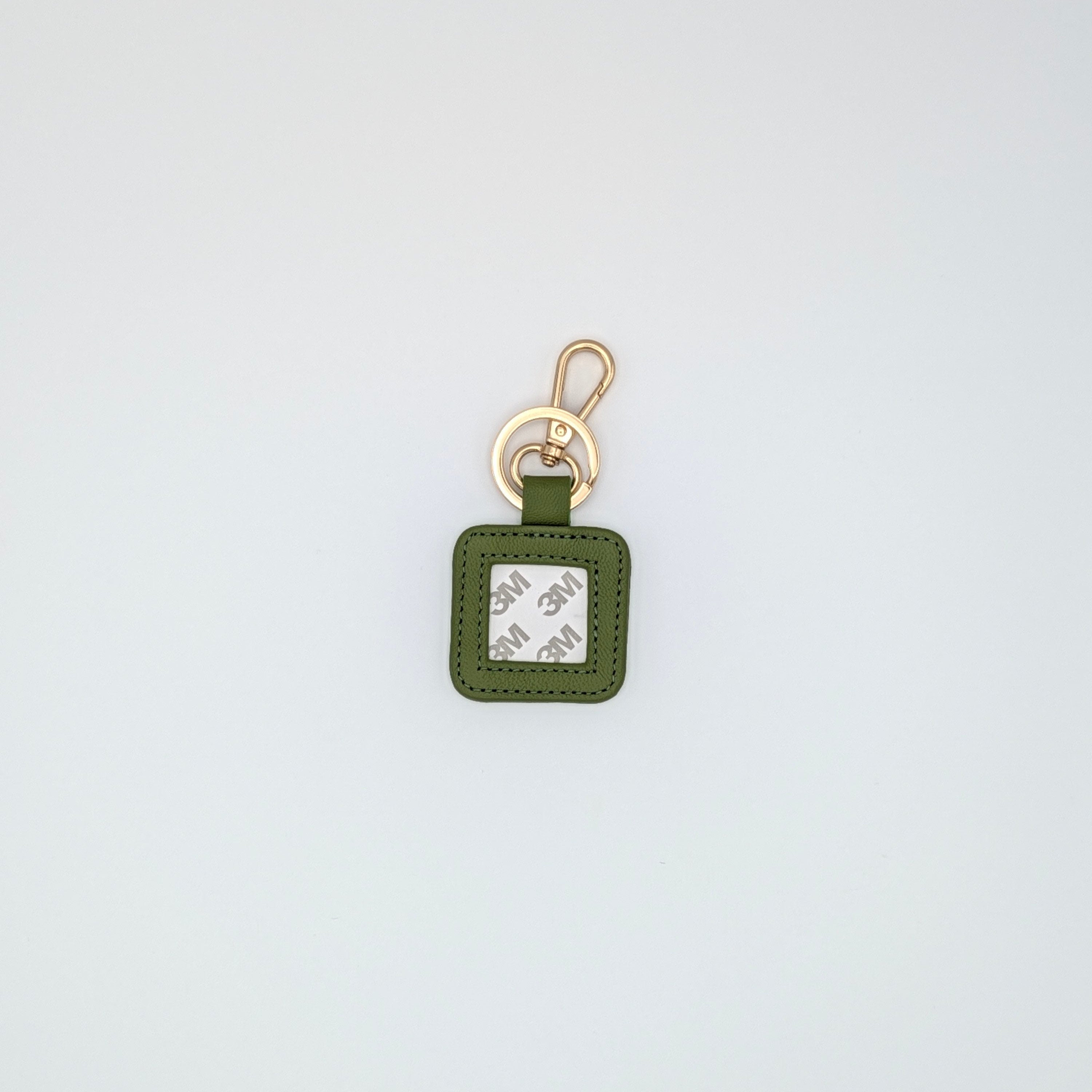 Square Leather Key Fob-Olive