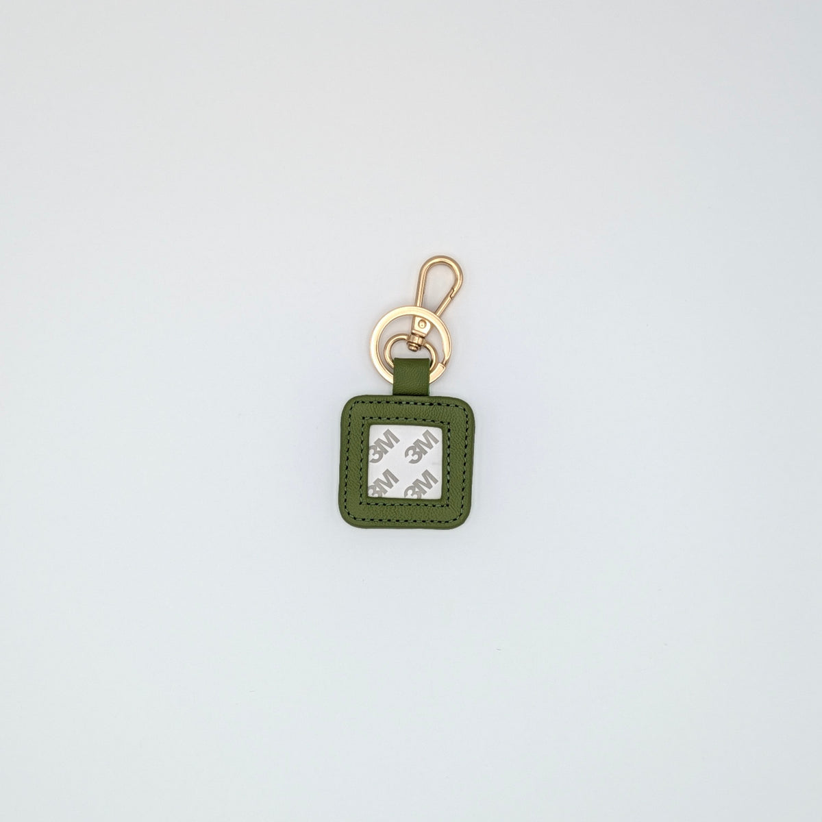 Square Leather Key Fob-Olive
