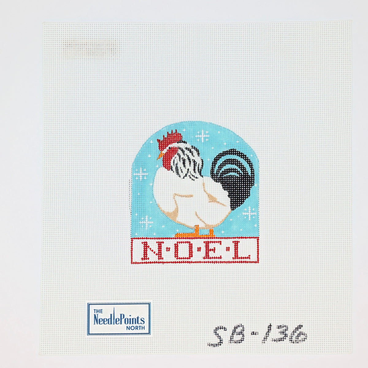 White Rooster NOEL Ornament