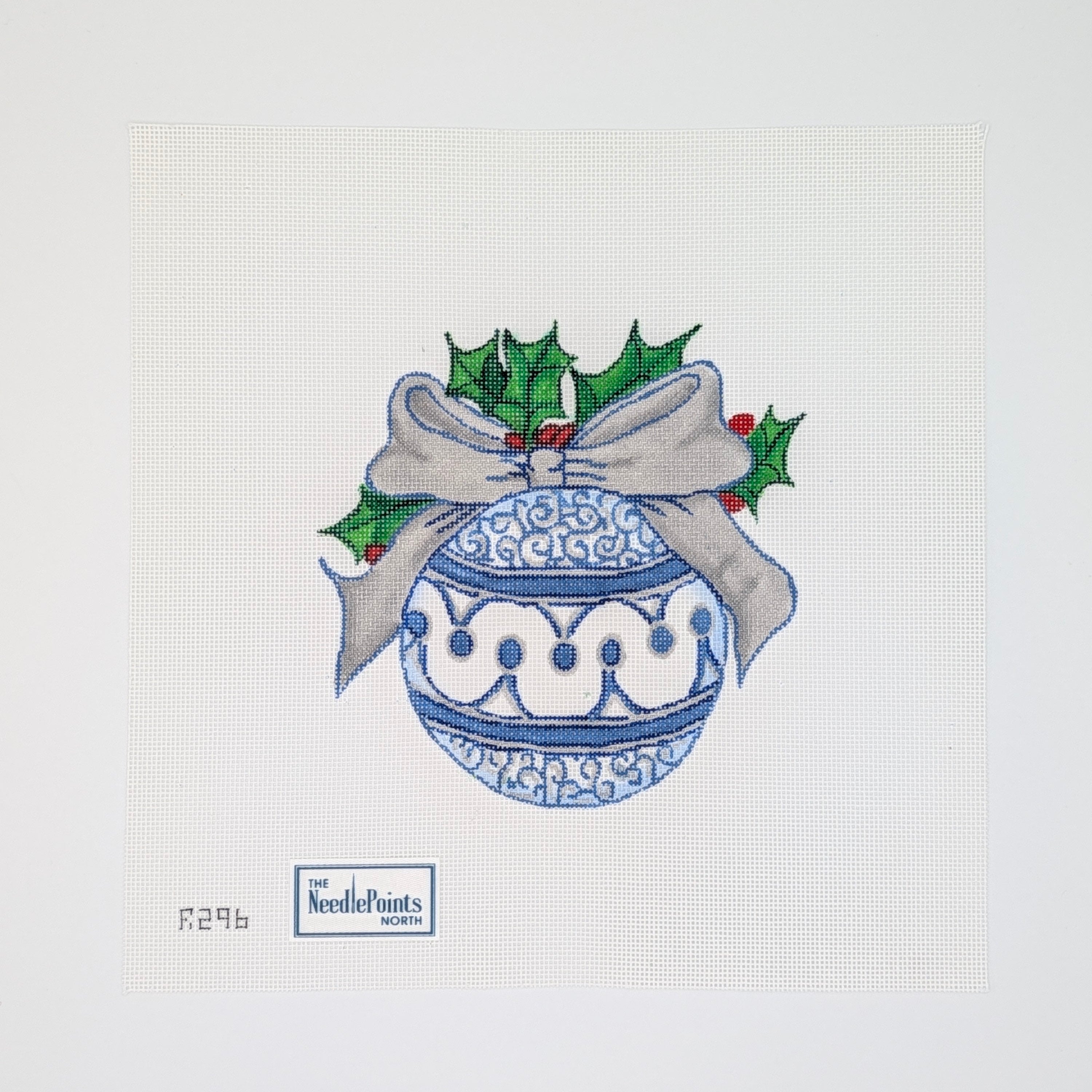 Blue & Silver Ornament w/ Holly
