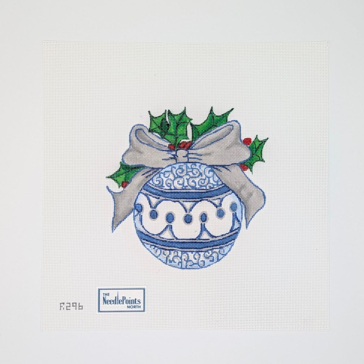 Blue & Silver Ornament w/ Holly