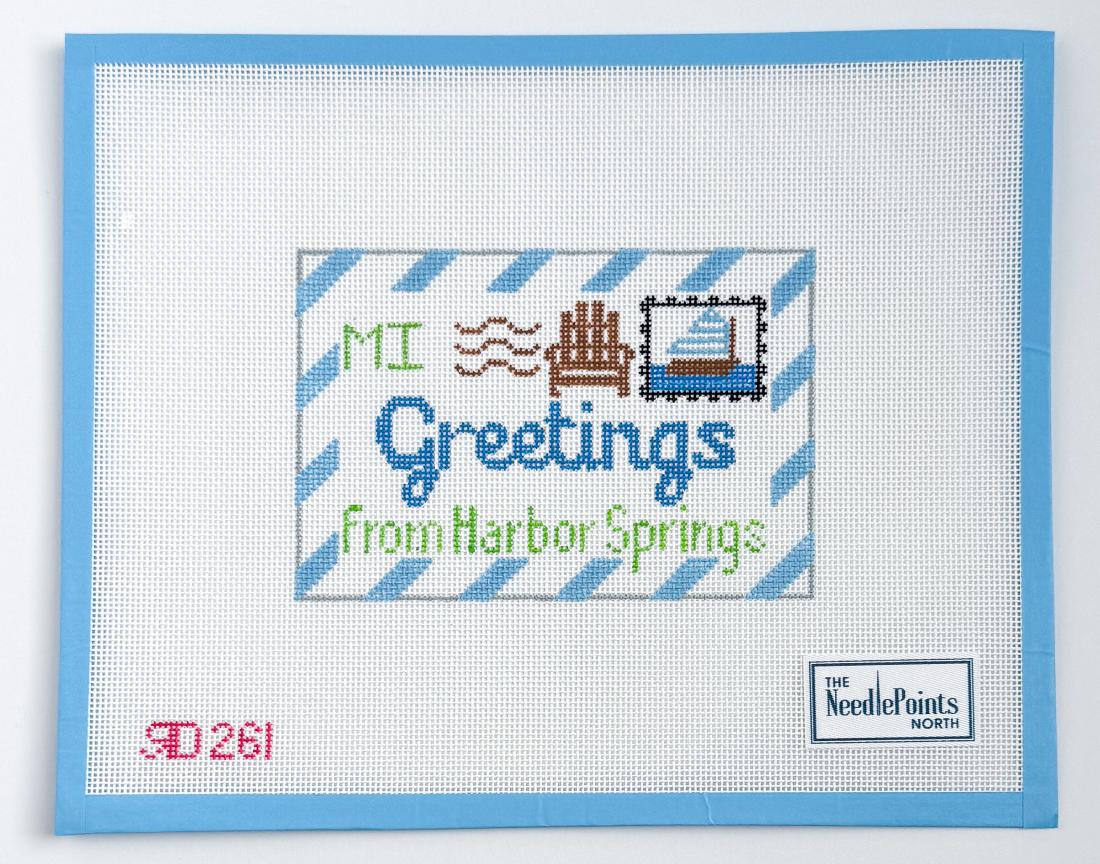 Letters Harbor Springs Blue Sailboat