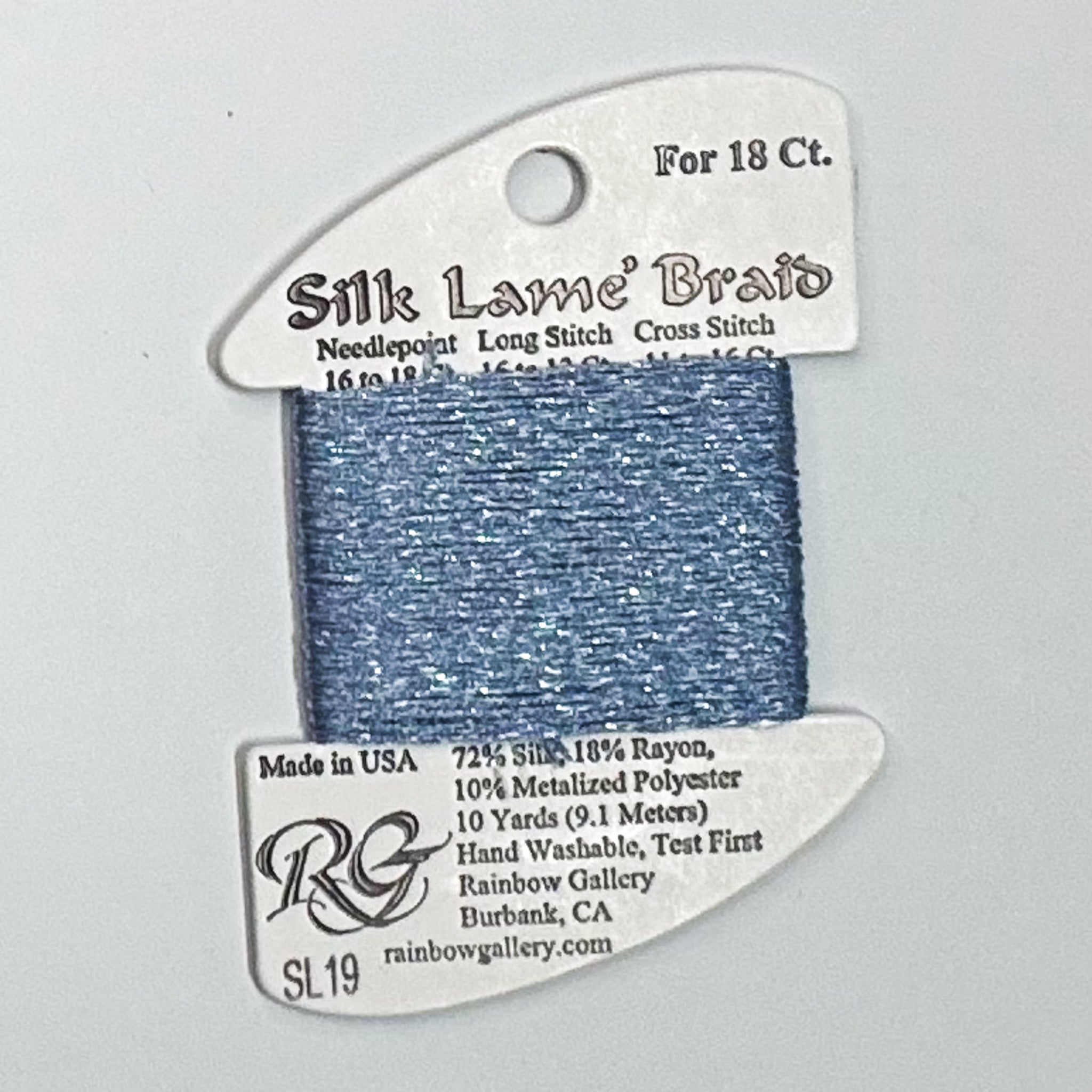 Silk Lamé Braid Antique Blue